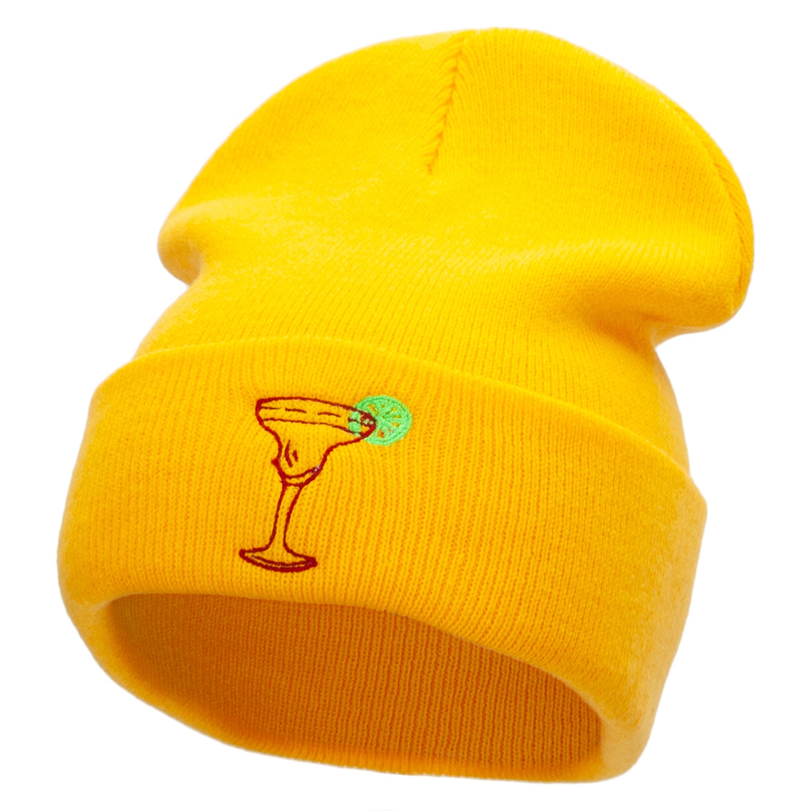 La Margarita Embroidered 12 Inch Long Knitted Beanie - Yellow OSFM