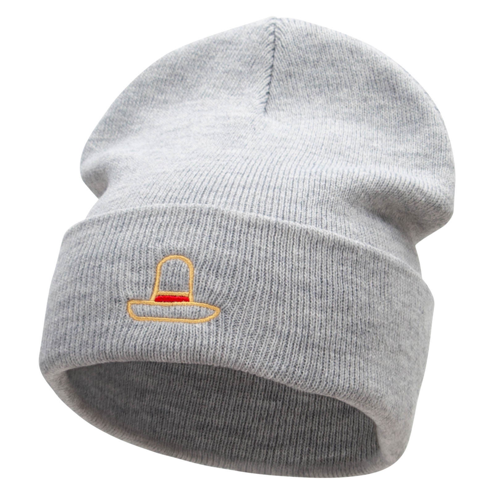 Lil Sombrero Embroidered 12 Inch Long Knitted Beanie - Heather Grey OSFM