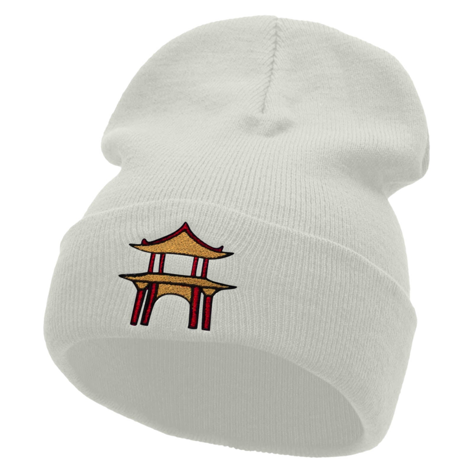 Karate Dojo Embroidered 12 Inch Long Knitted Beanie - White OSFM