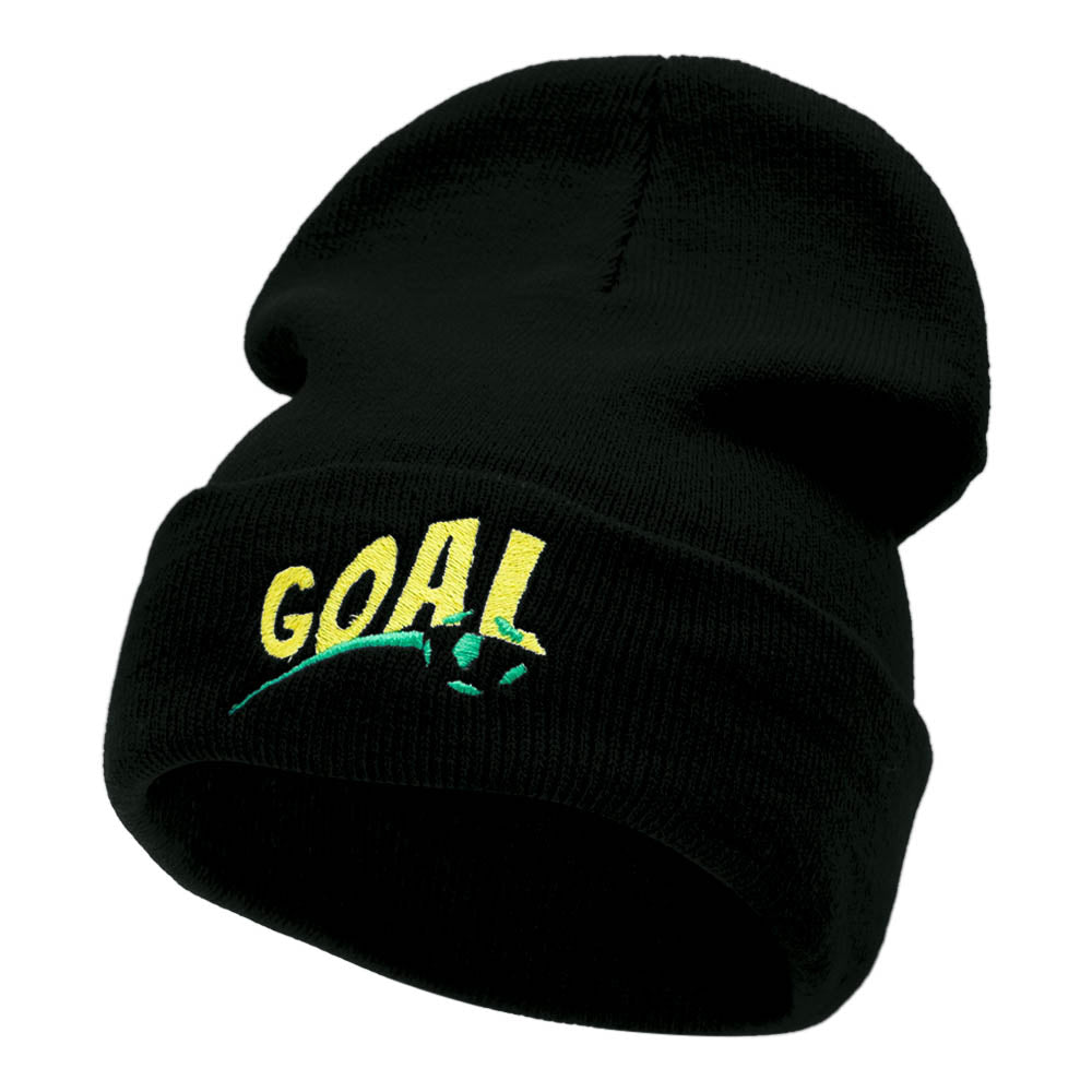 It&#039;s A Goal Embroidered 12 Inch Long Knitted Beanie - Black OSFM