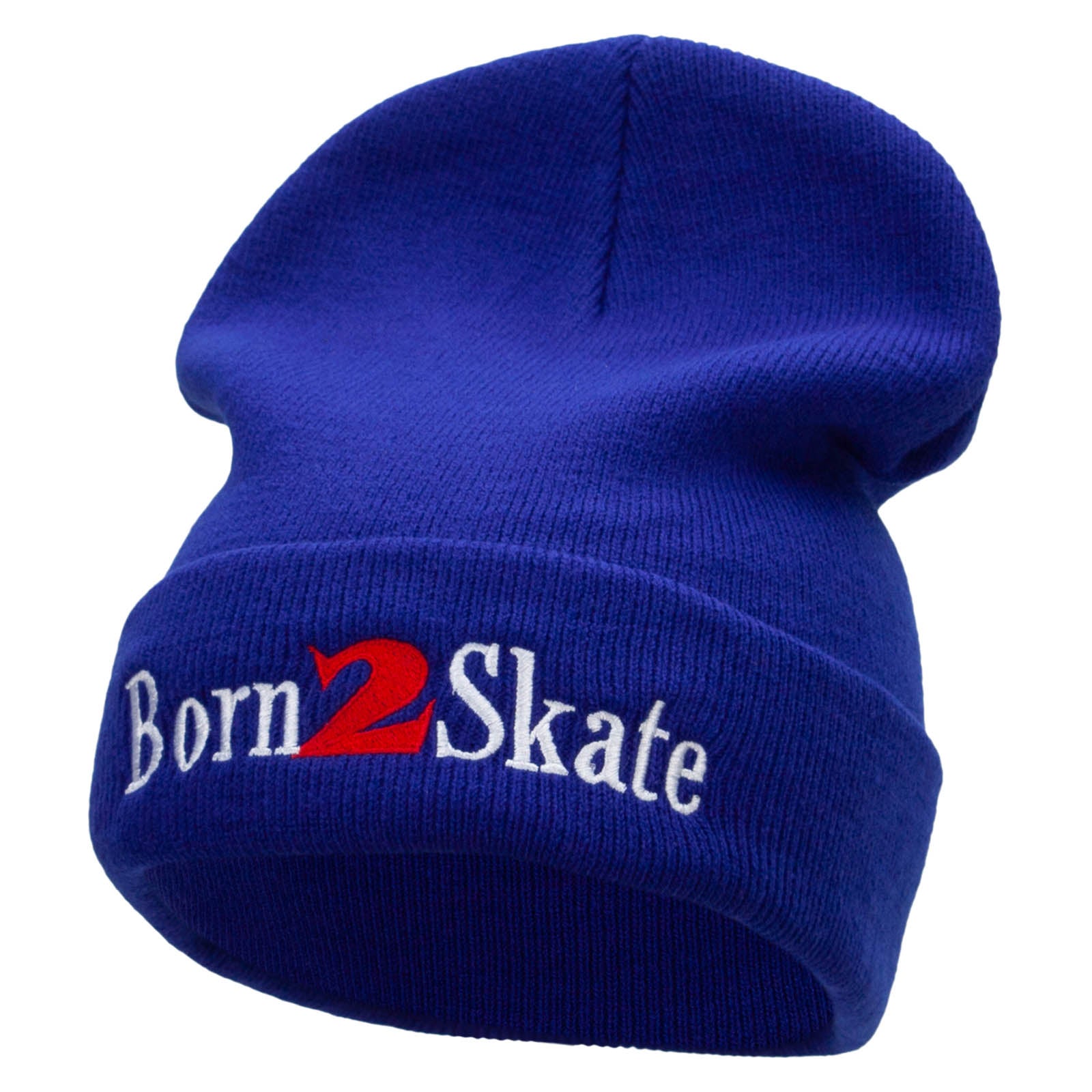 Born 2 Skate Embroidered 12 Inch Long Knitted Beanie - Royal OSFM