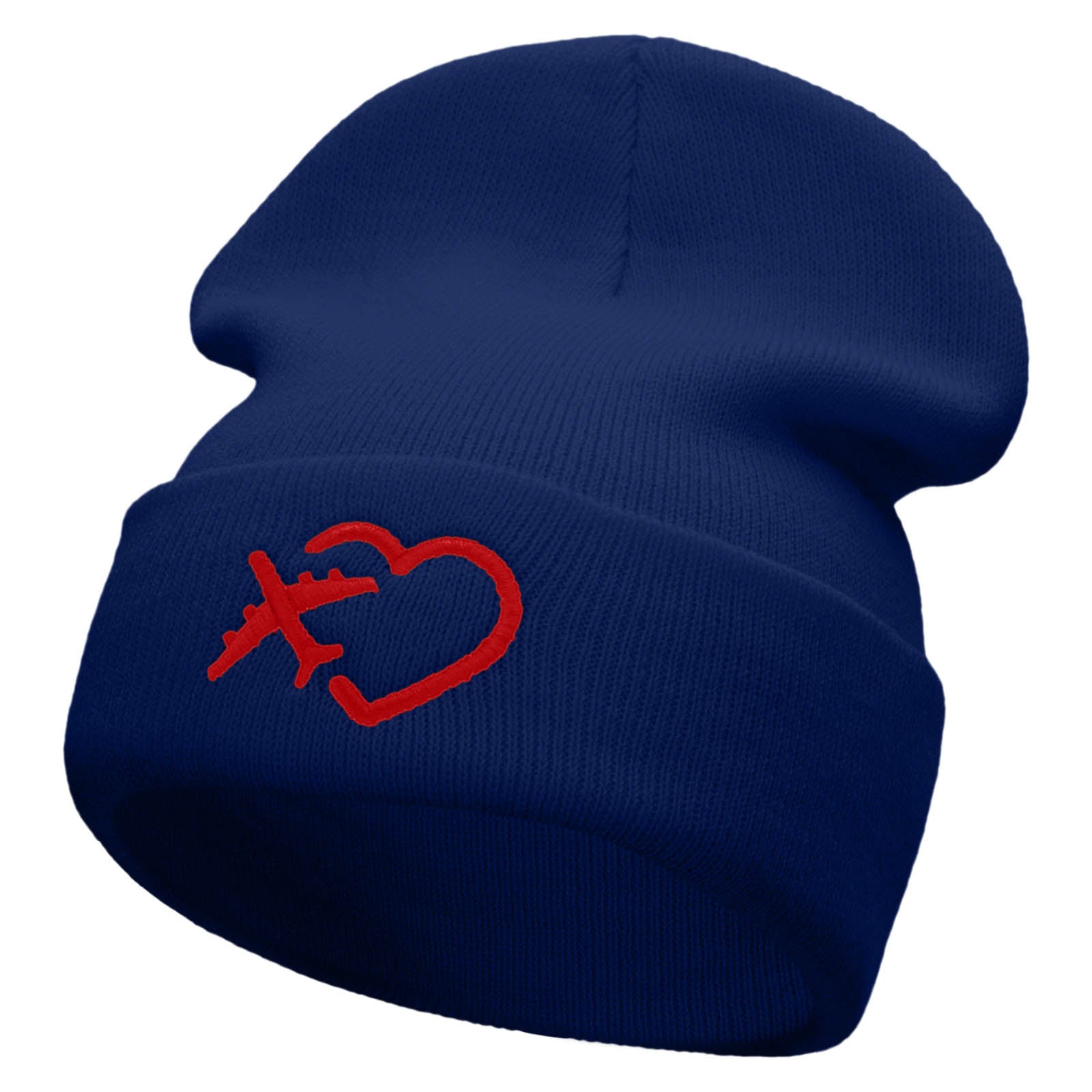 Love Trips Embroidered 12 Inch Long Knitted Beanie - Royal OSFM