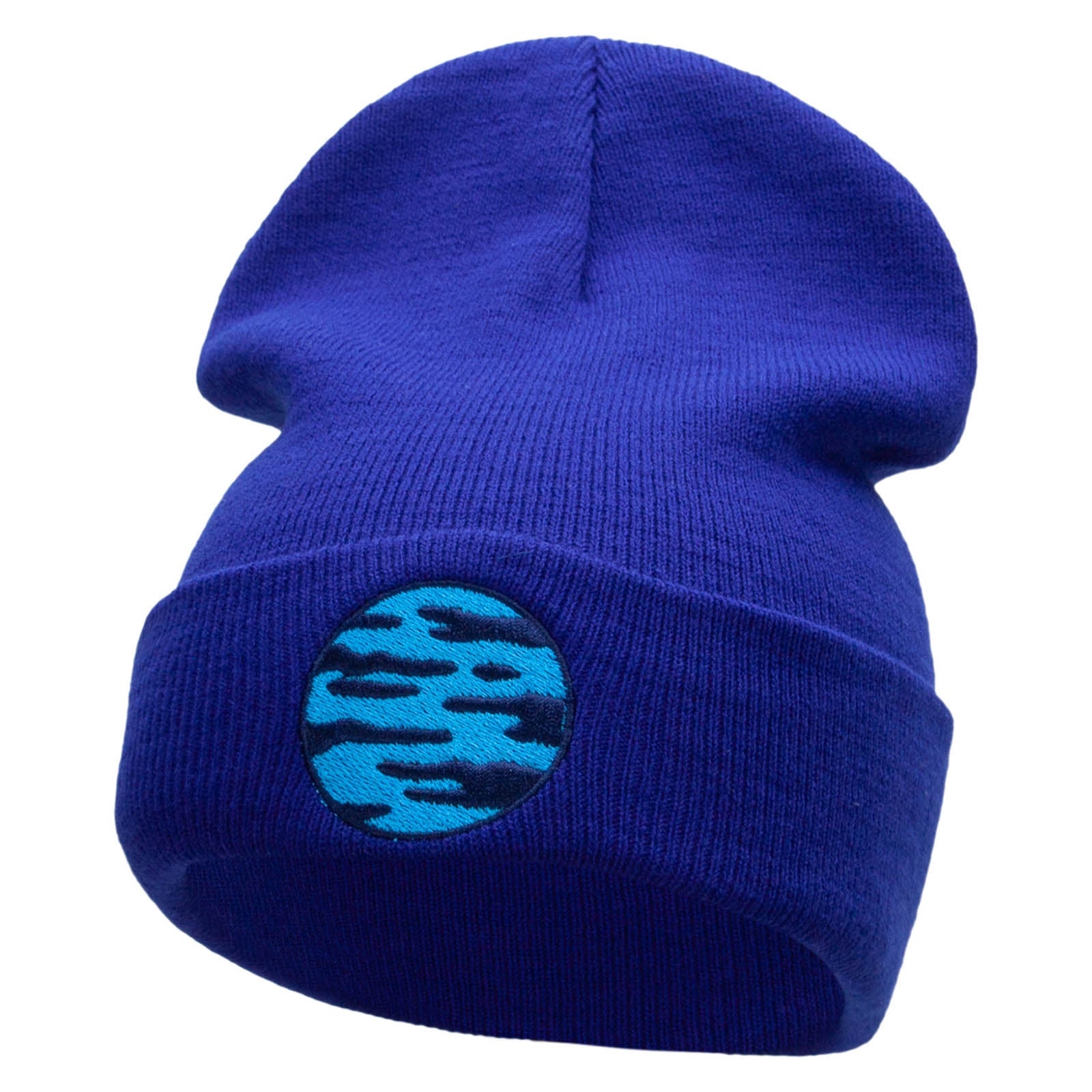 Neptune Embroidered 12 Inch Long Knitted Beanie - Royal OSFM