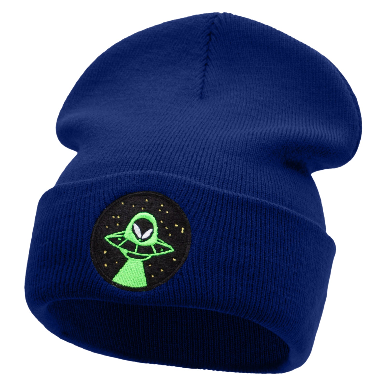 Alien Night Life Embroidered 12 Inch Long Knitted Beanie - Royal OSFM