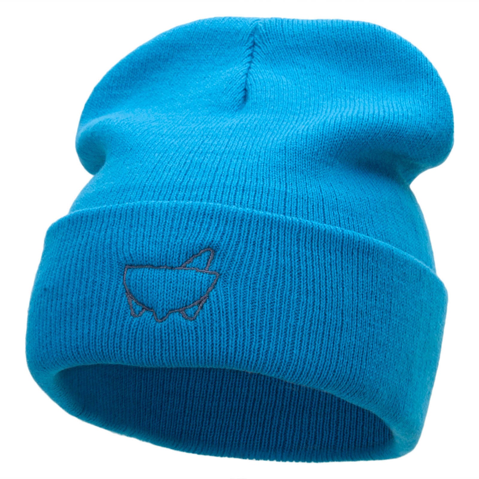 El Molcajete Embroidered 12 Inch Long Knitted Beanie - Aqua OSFM
