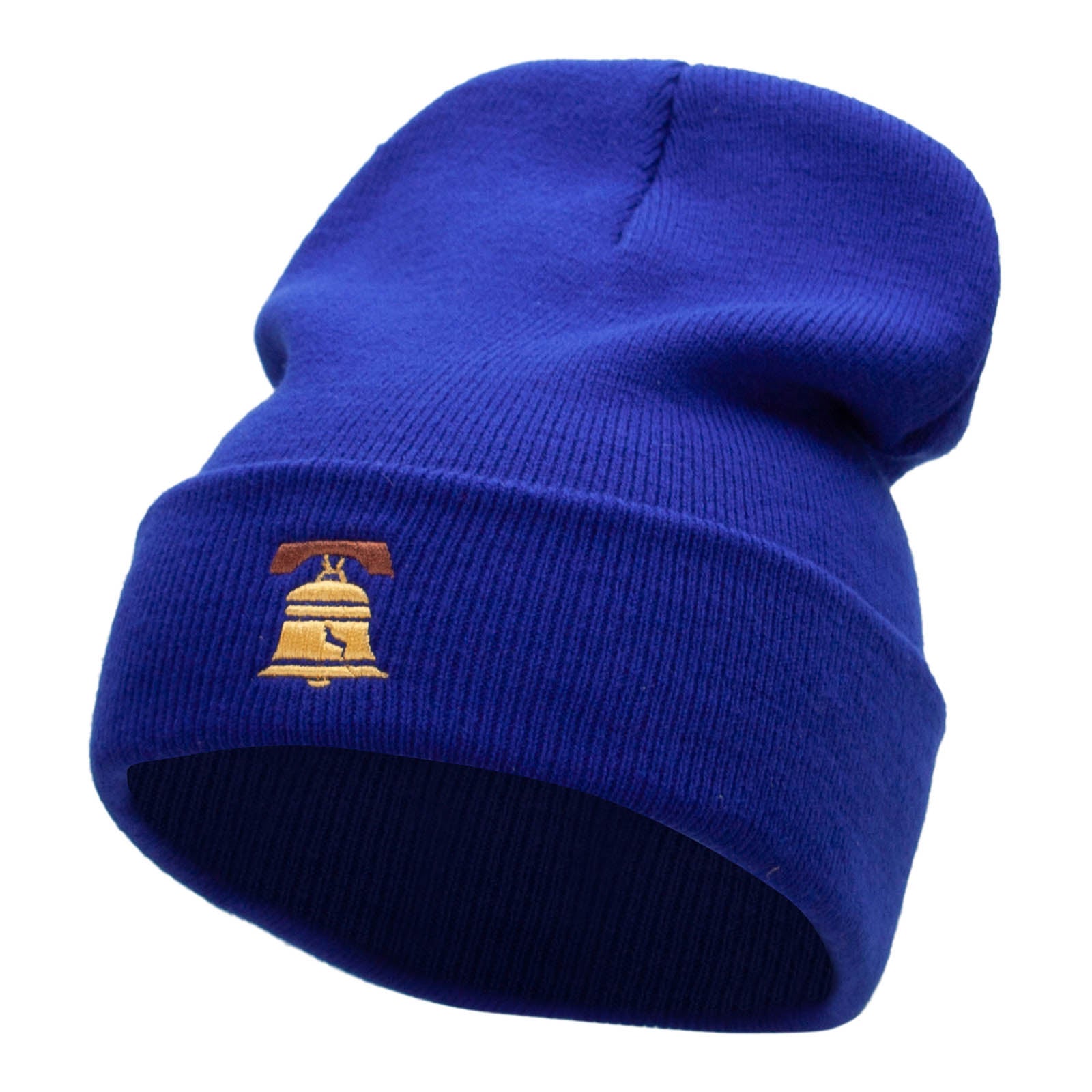 The Liberty Bell Embroidered 12 Inch Long Knitted Beanie - Royal OSFM