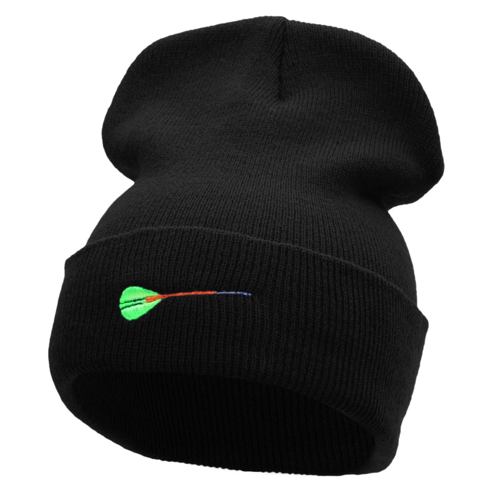 The Dart Embroidered 12 Inch Solid Long Beanie Made in USA - Black OSFM