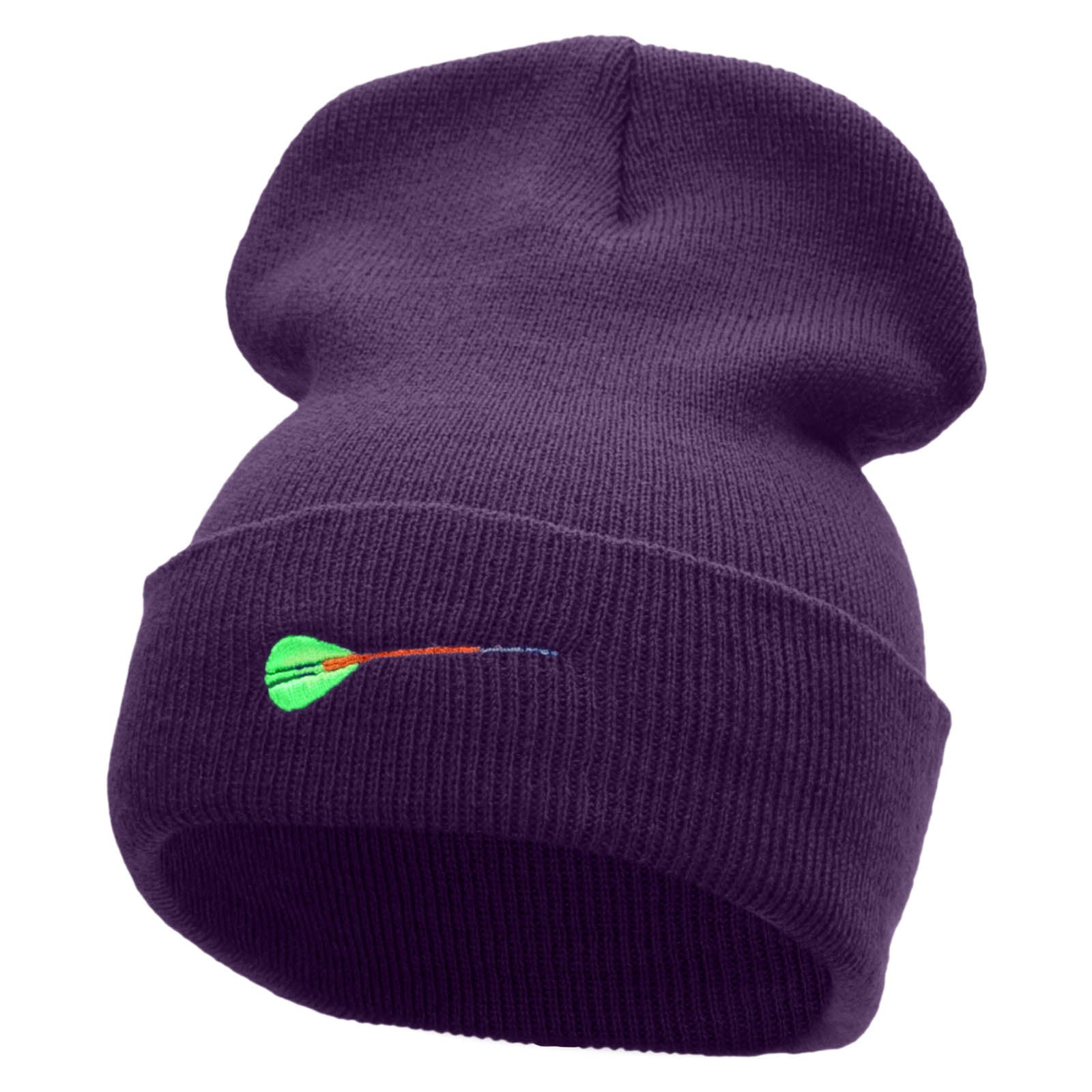 The Dart Embroidered 12 Inch Solid Long Beanie Made in USA - Purple OSFM