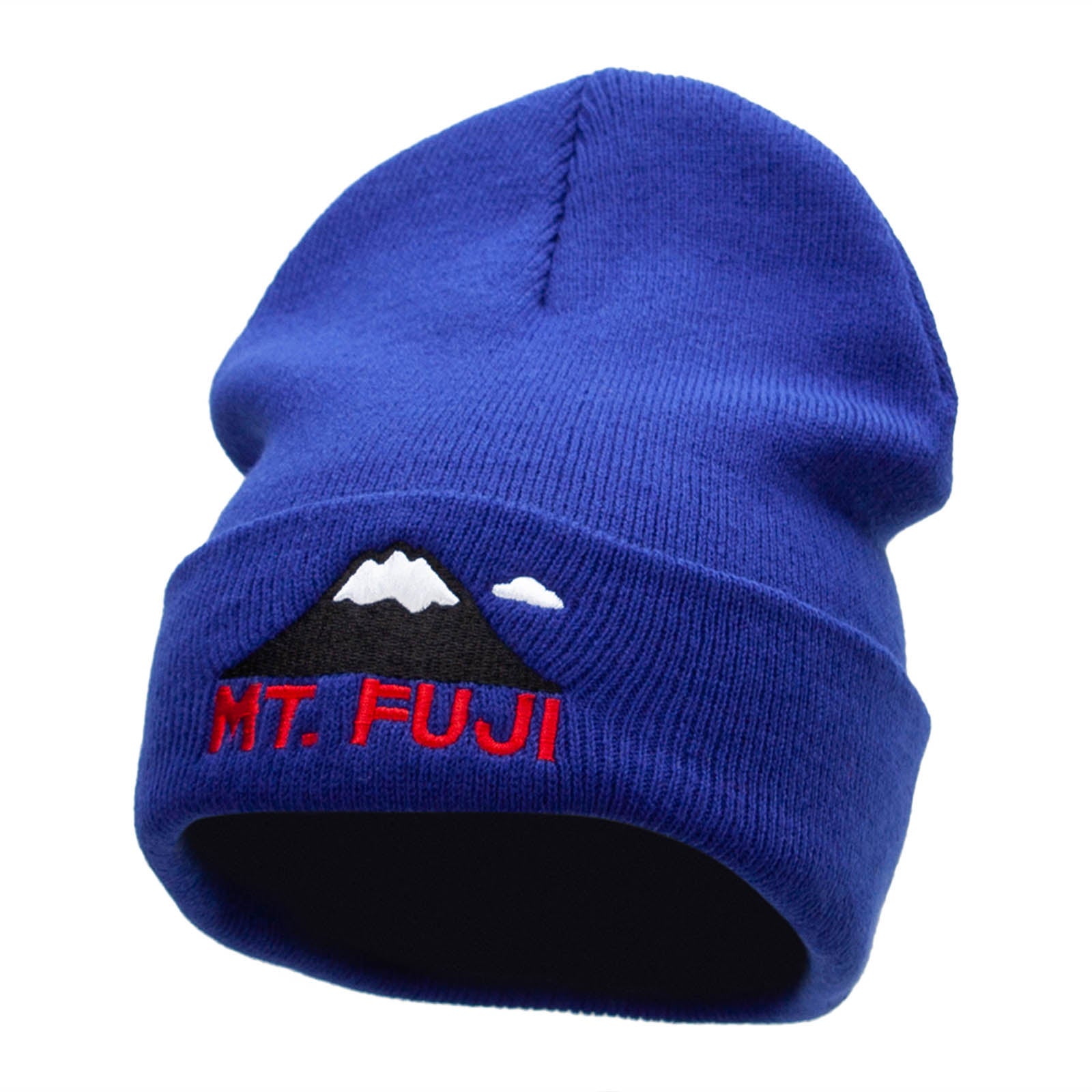 Mount Fuji Embroidered 12 Inch Long Knitted Beanie - Royal OSFM