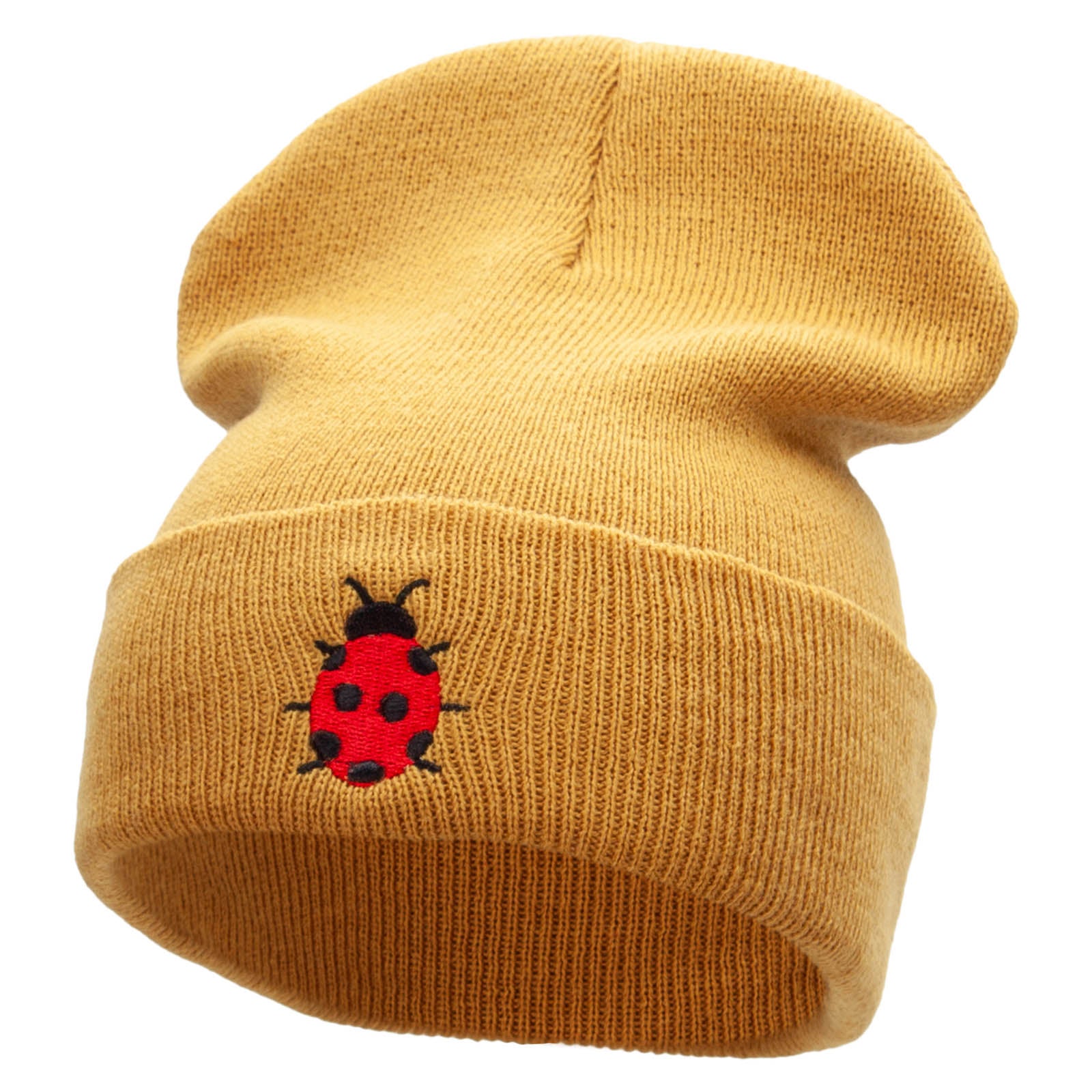 Lady Bug Embroidered 12 Inch Solid Long Beanie Made in USA - Timberland OSFM