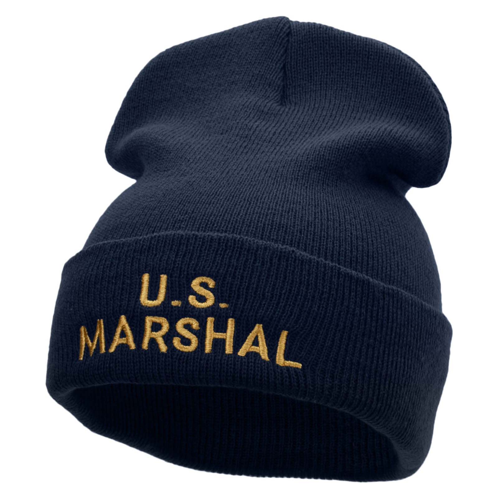 US Marshals Embroidered 12 Inch Solid Long Beanie Made in USA - Navy OSFM