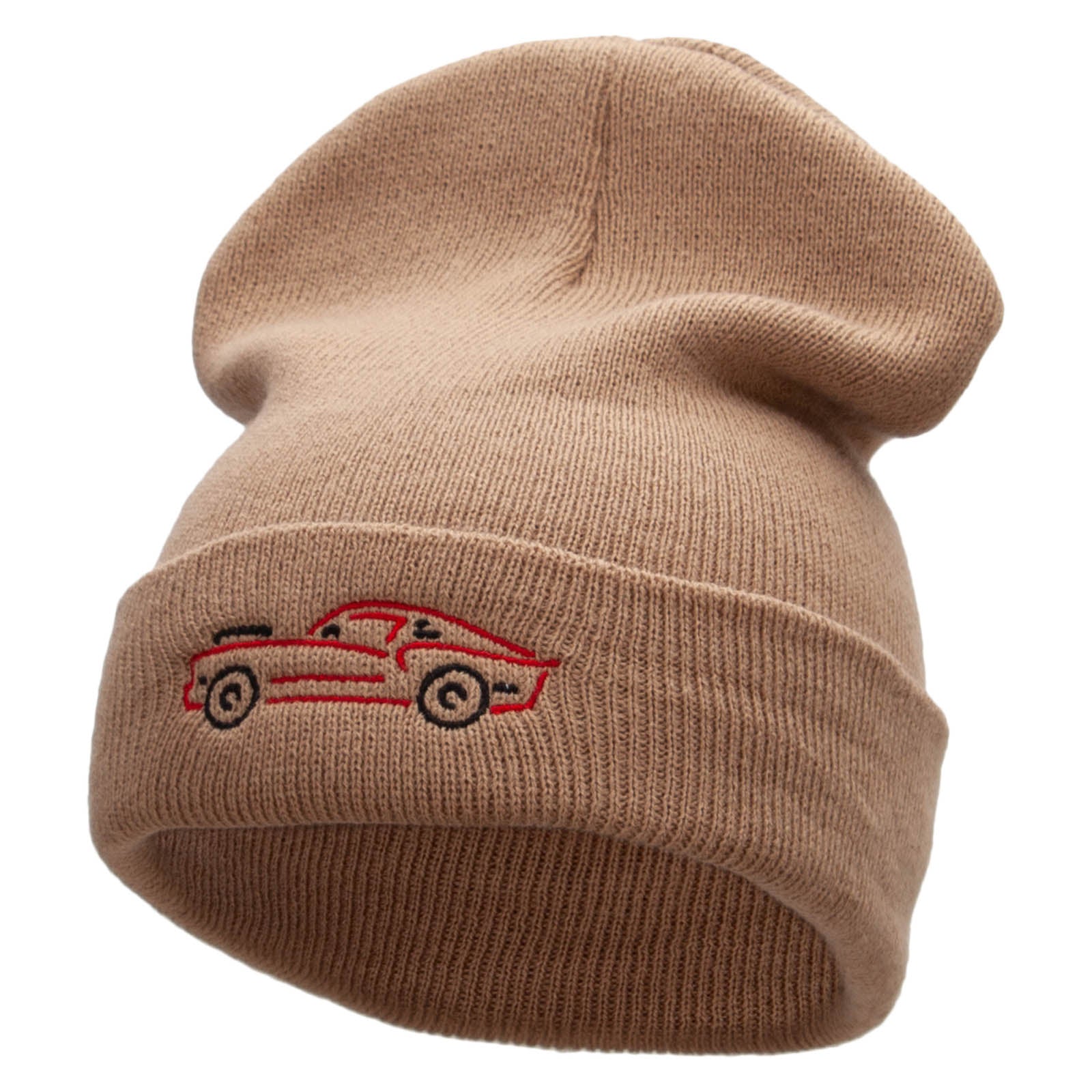 American Muscle Embroidered 12 Inch Solid Long Beanie Made in USA - Khaki OSFM