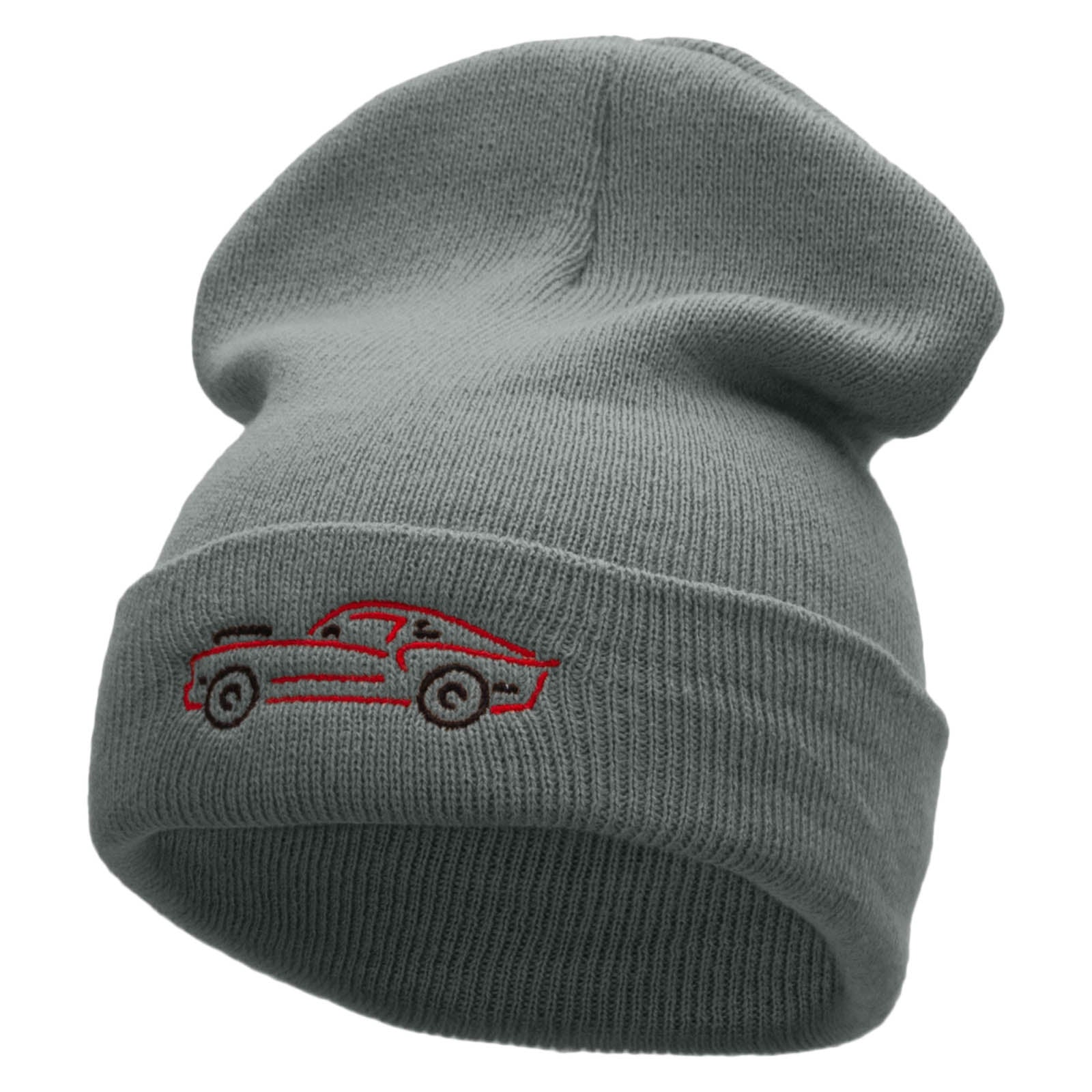 American Muscle Embroidered 12 Inch Solid Long Beanie Made in USA - Light Grey OSFM