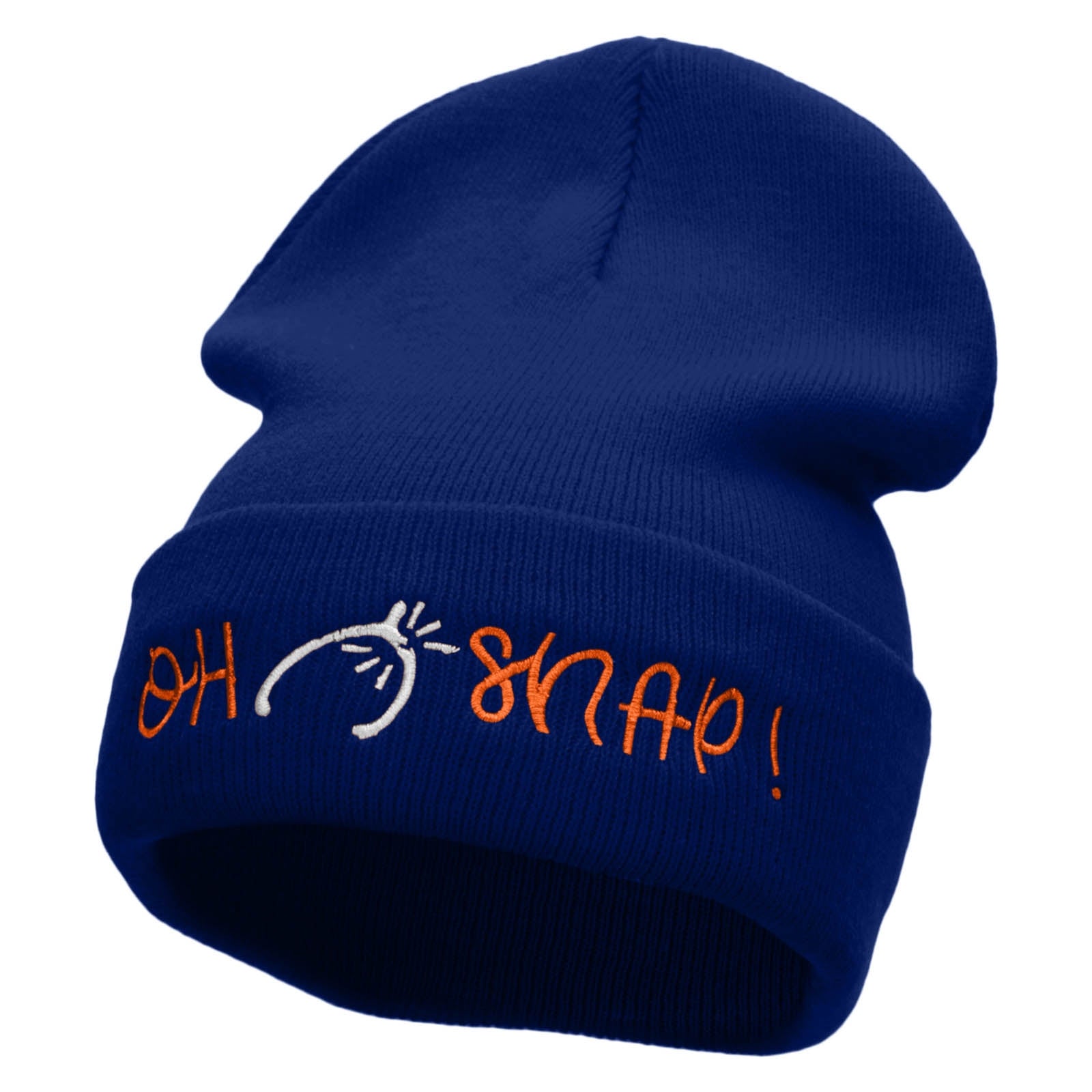 Oh Snap Embroidered 12 Inch Long Knitted Beanie - Royal OSFM