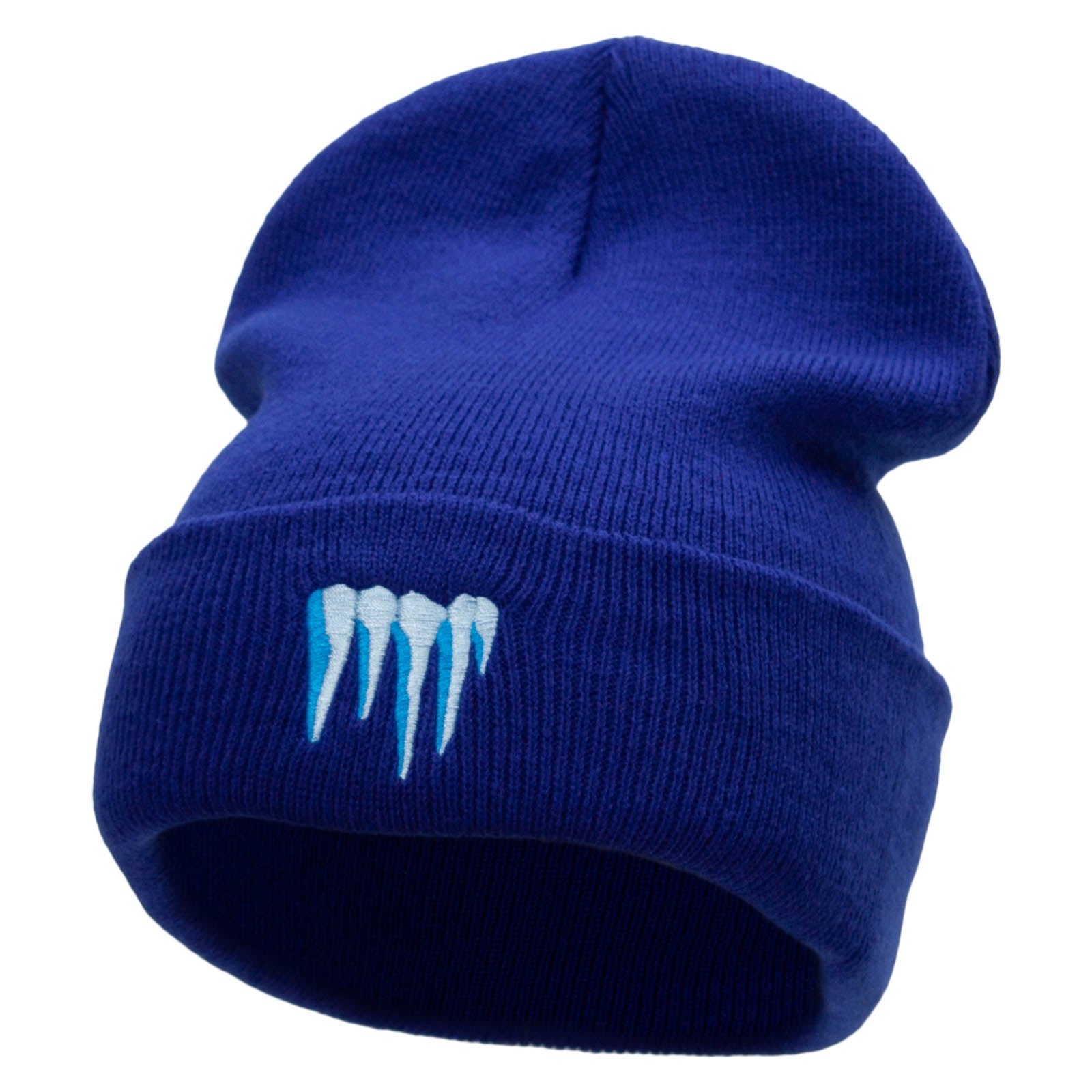 Frozen Ice Embroidered 12 Inch Long Knitted Beanie - Royal OSFM