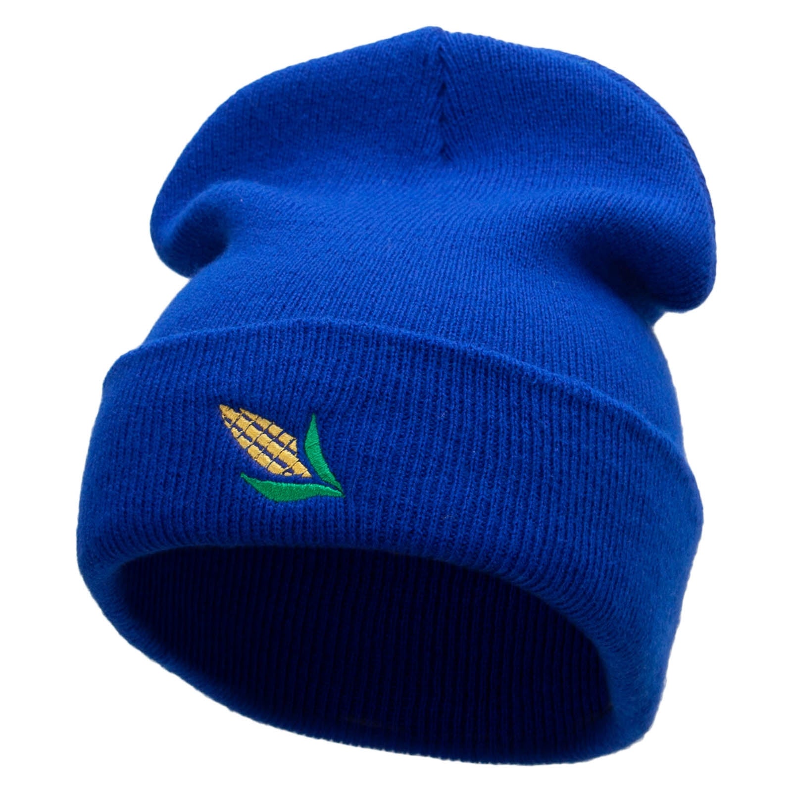 Corn Cob Embroidered 12 Inch Solid Long Beanie Made in USA - Royal OSFM