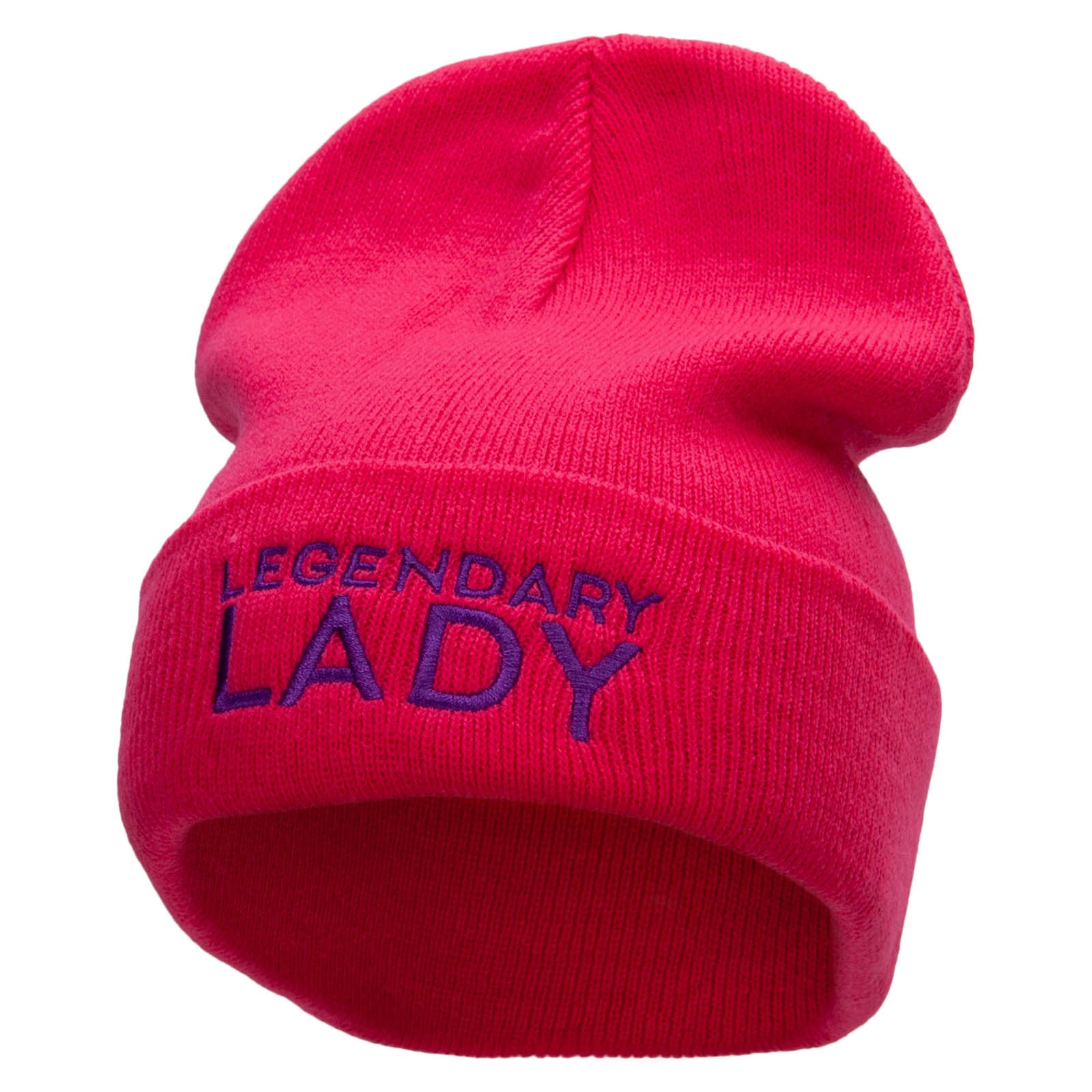 Legendary Lady Embroidered 12 Inch Long Knitted Beanie - Magenta OSFM