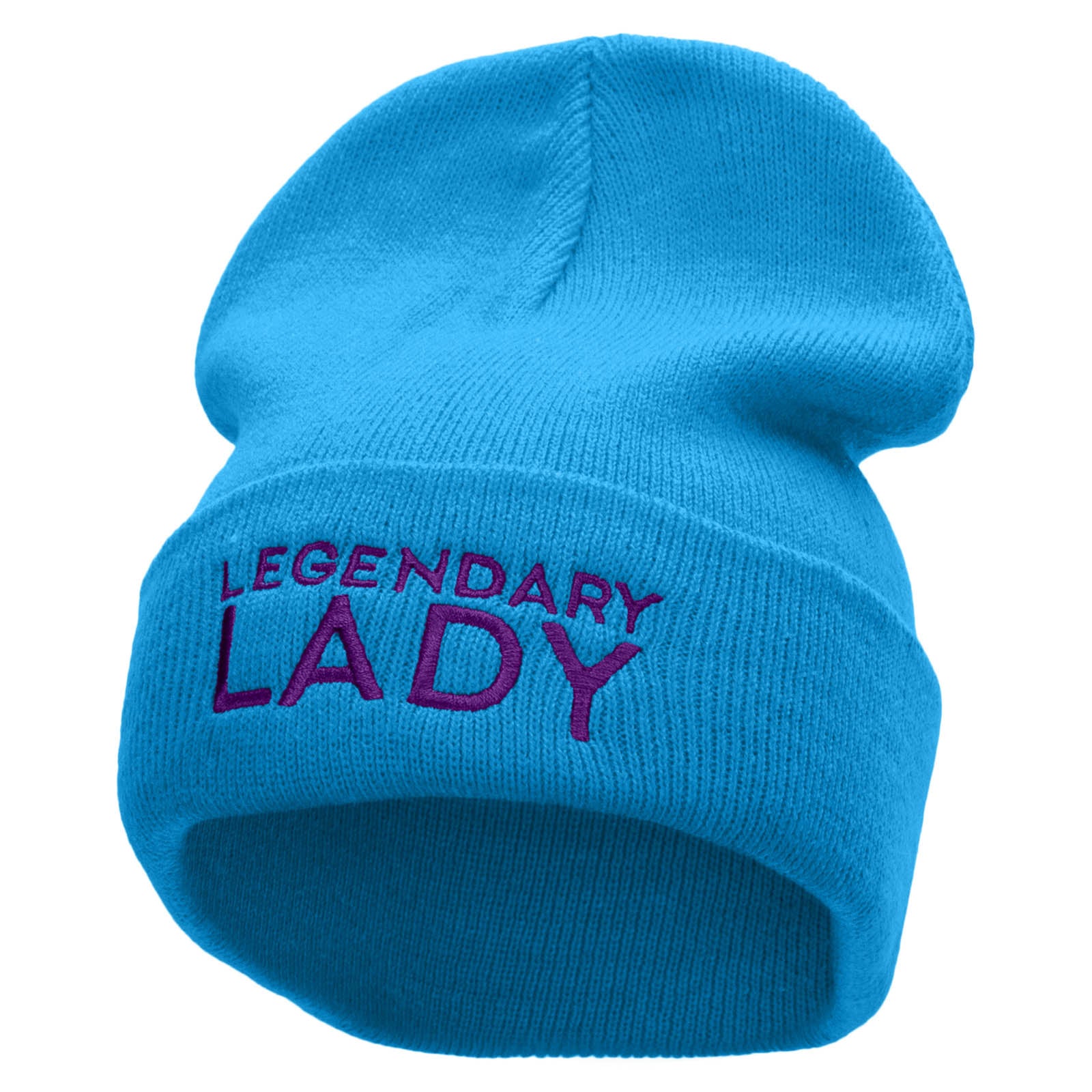 Legendary Lady Embroidered 12 Inch Long Knitted Beanie - Aqua OSFM