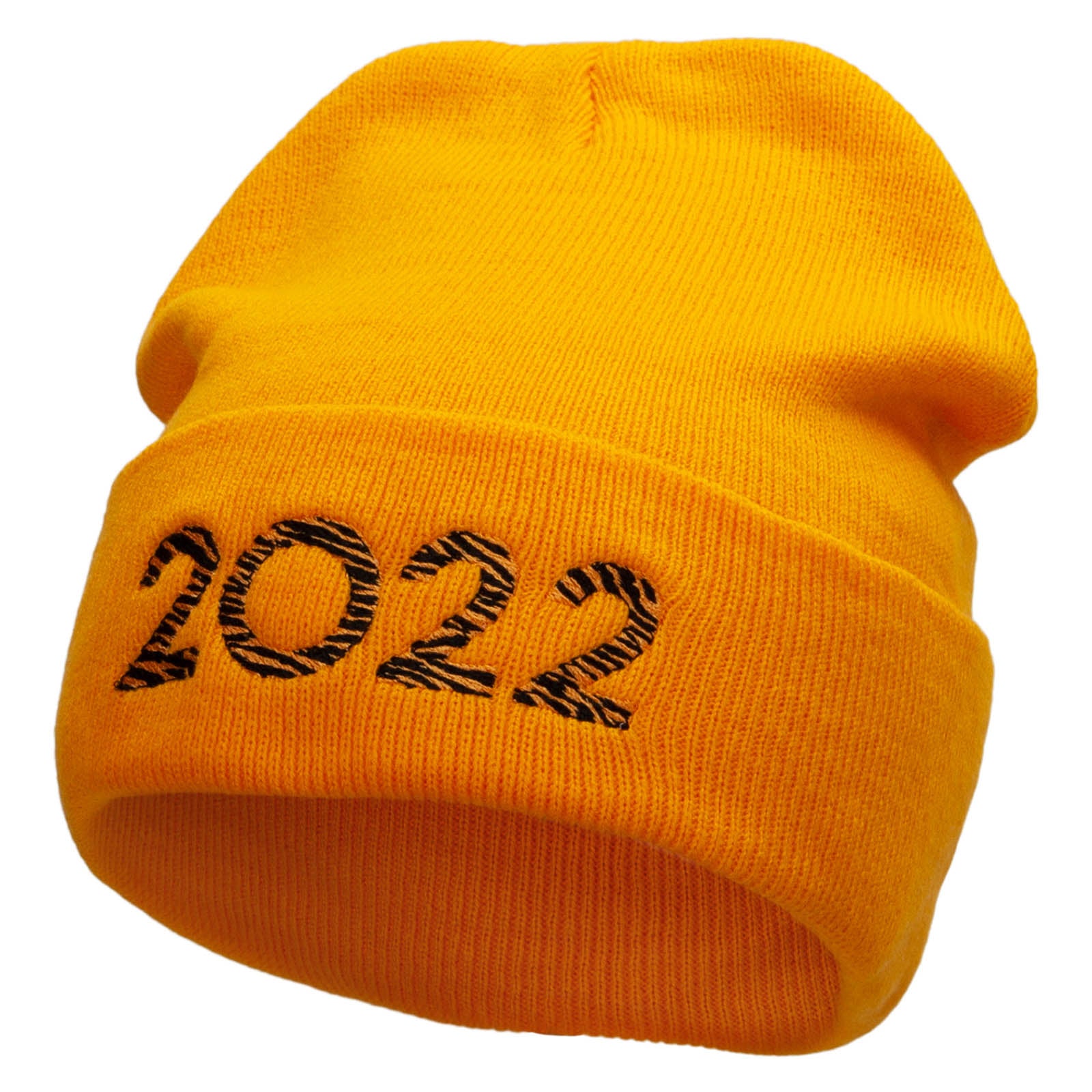 Tiger 2022 Embroidered 12 Inch Long Knitted Beanie - Yellow OSFM