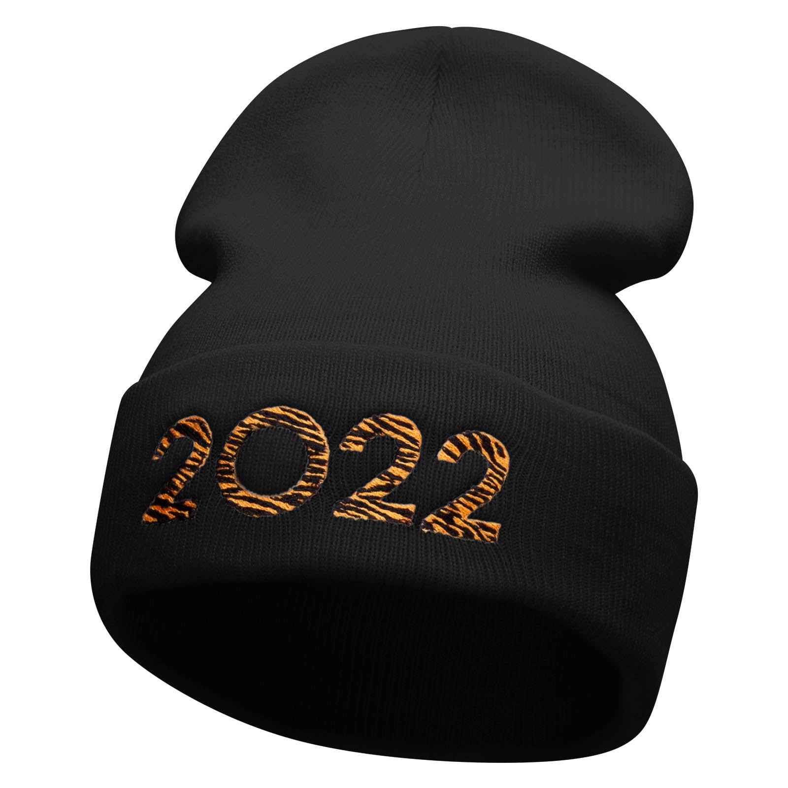 Tiger 2022 Embroidered 12 Inch Long Knitted Beanie - Black OSFM