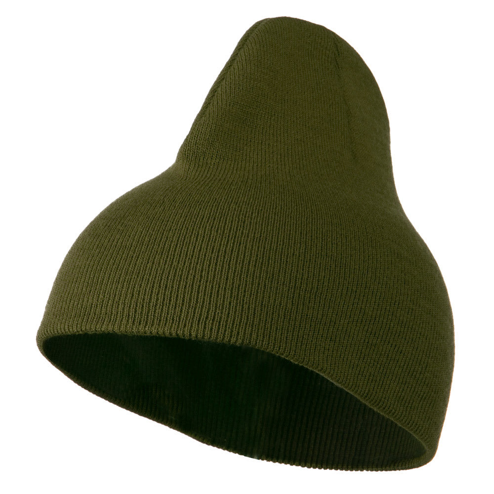 8 inch Acrylic Short Blank Beanie - Olive OSFM