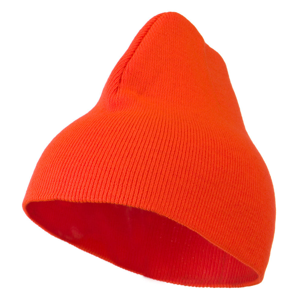 8 inch Acrylic Short Blank Beanie - Orange OSFM