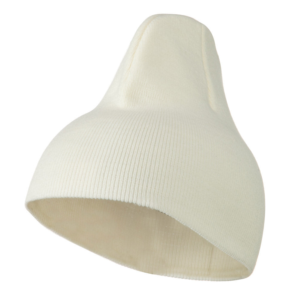 8 inch Acrylic Short Blank Beanie - White OSFM