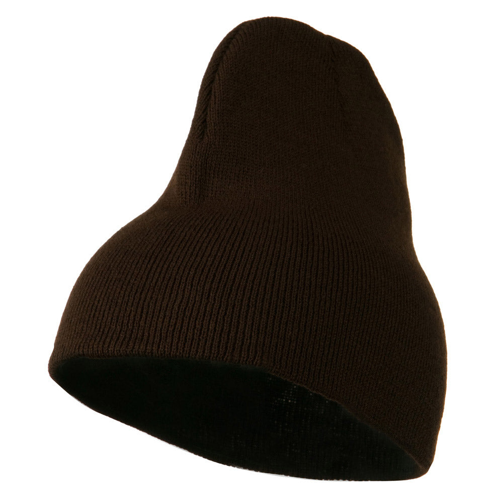 8 inch Acrylic Short Blank Beanie - Brown OSFM