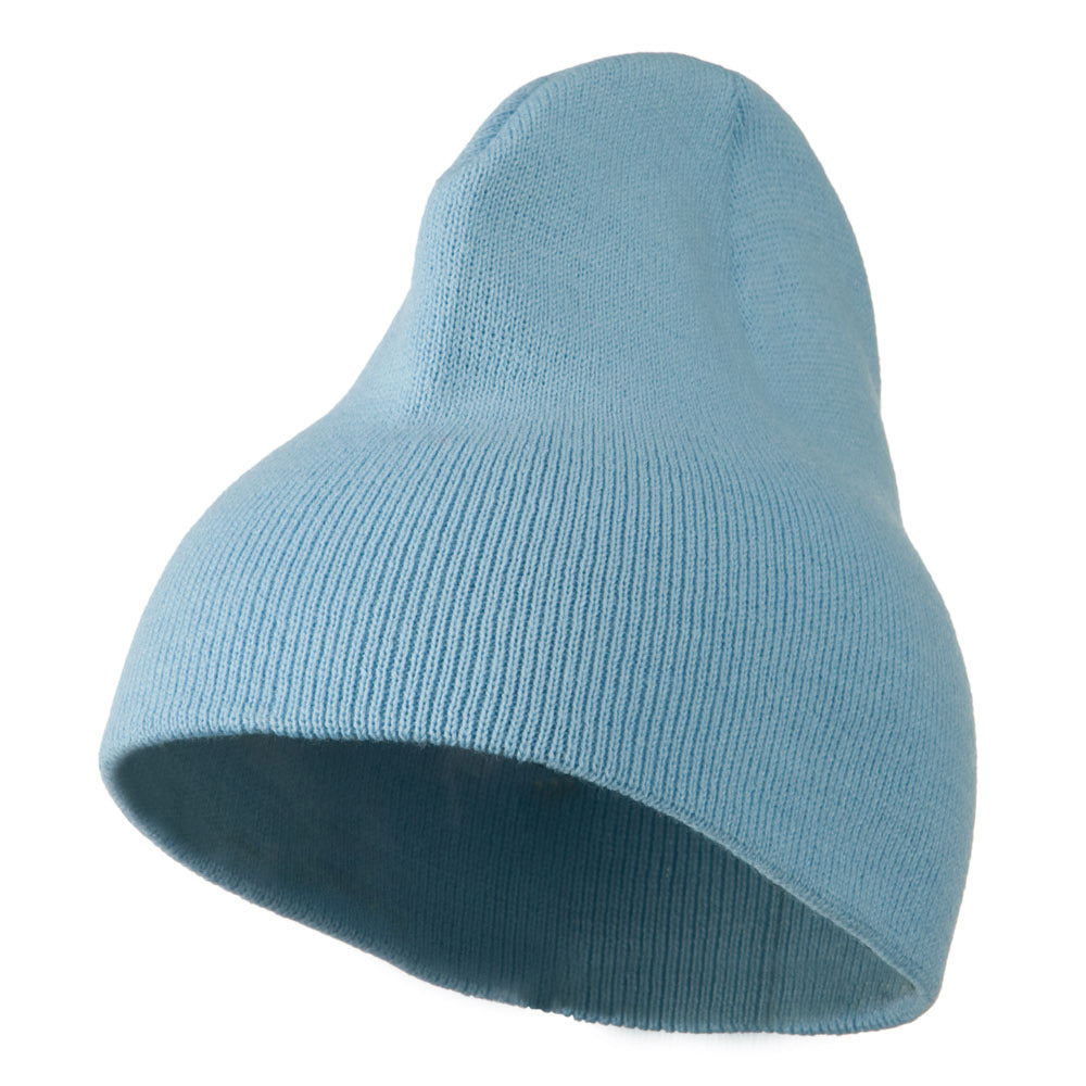 8 inch Acrylic Short Blank Beanie - Light Blue OSFM