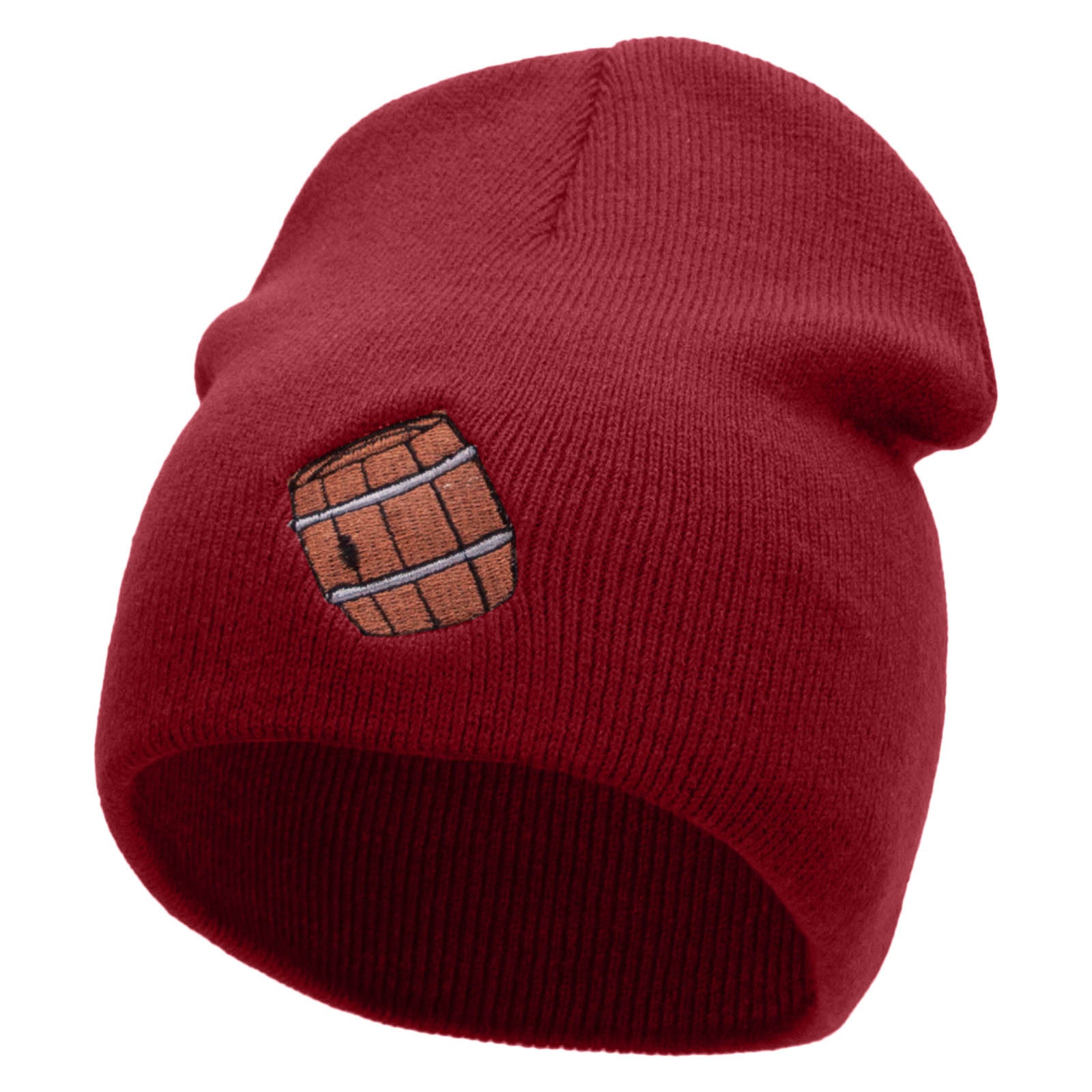 Barrel Embroidered 8 inch Acrylic Short Blank Beanie - Red OSFM