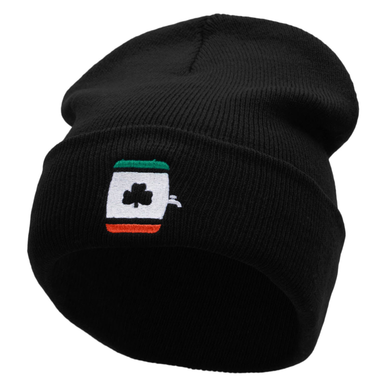 St Patrick&#039;s Keg Embroidered 12 Inch Long Knitted Beanie - Black OSFM
