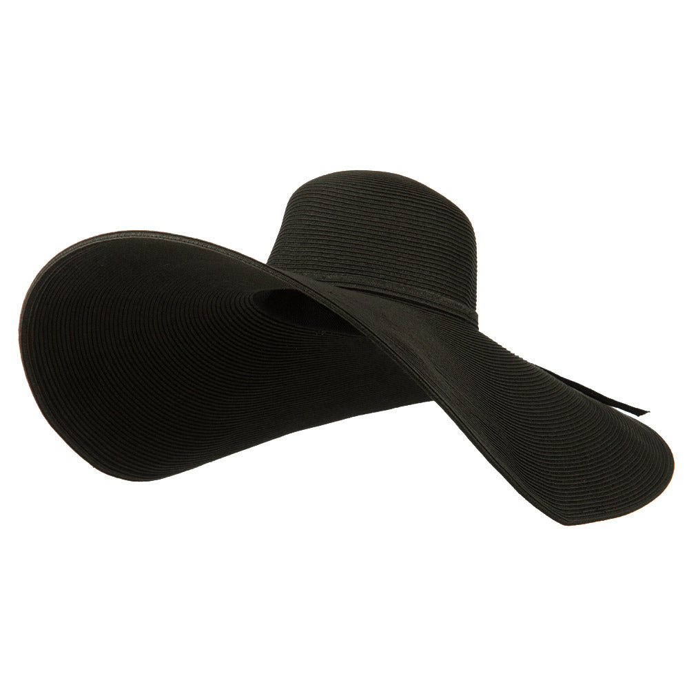 8 Inch Flat Wide Brim Hat With Self-tie - Black OSFM