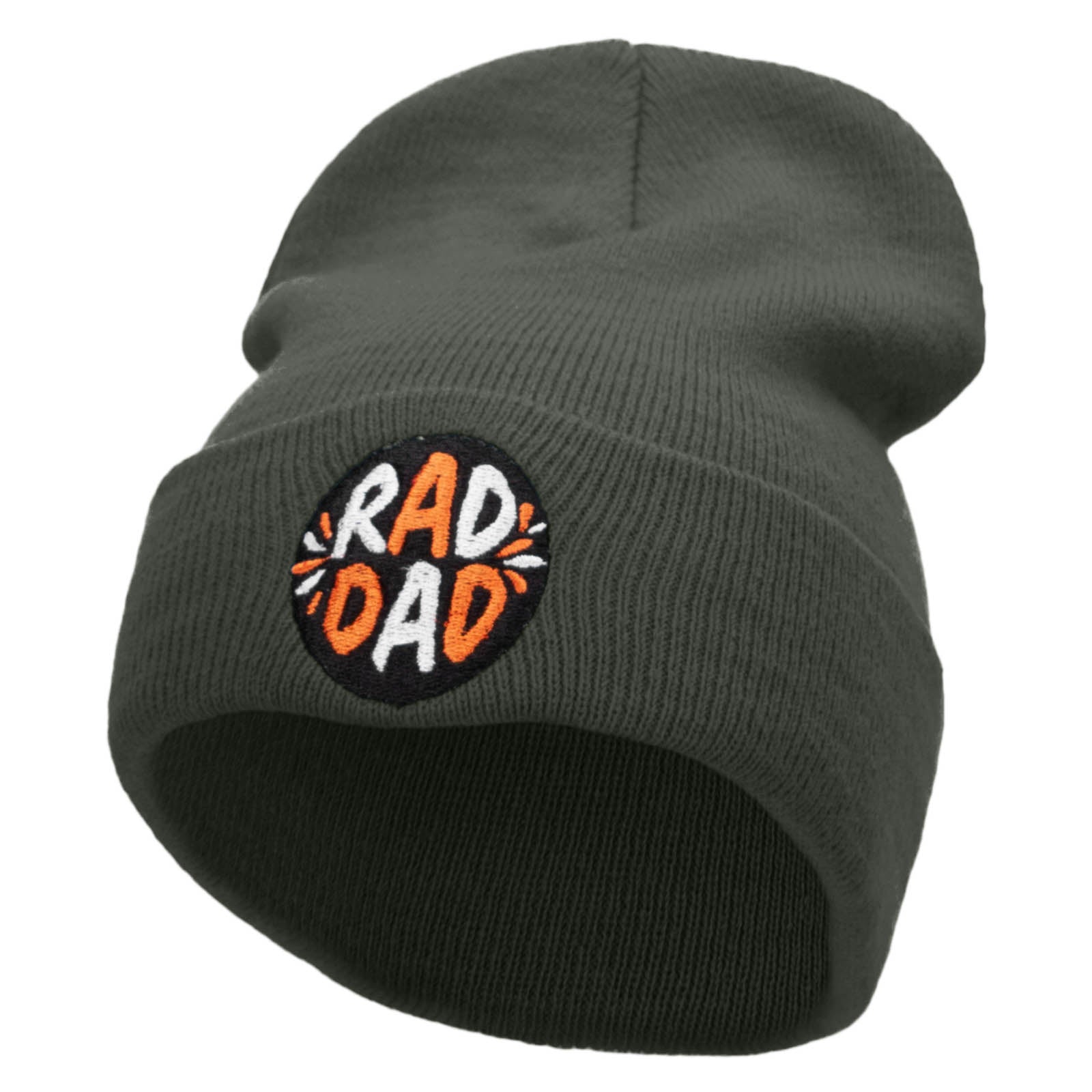 Rad Dad Embroidered 12 Inch Long Knitted Beanie - Dk Grey OSFM
