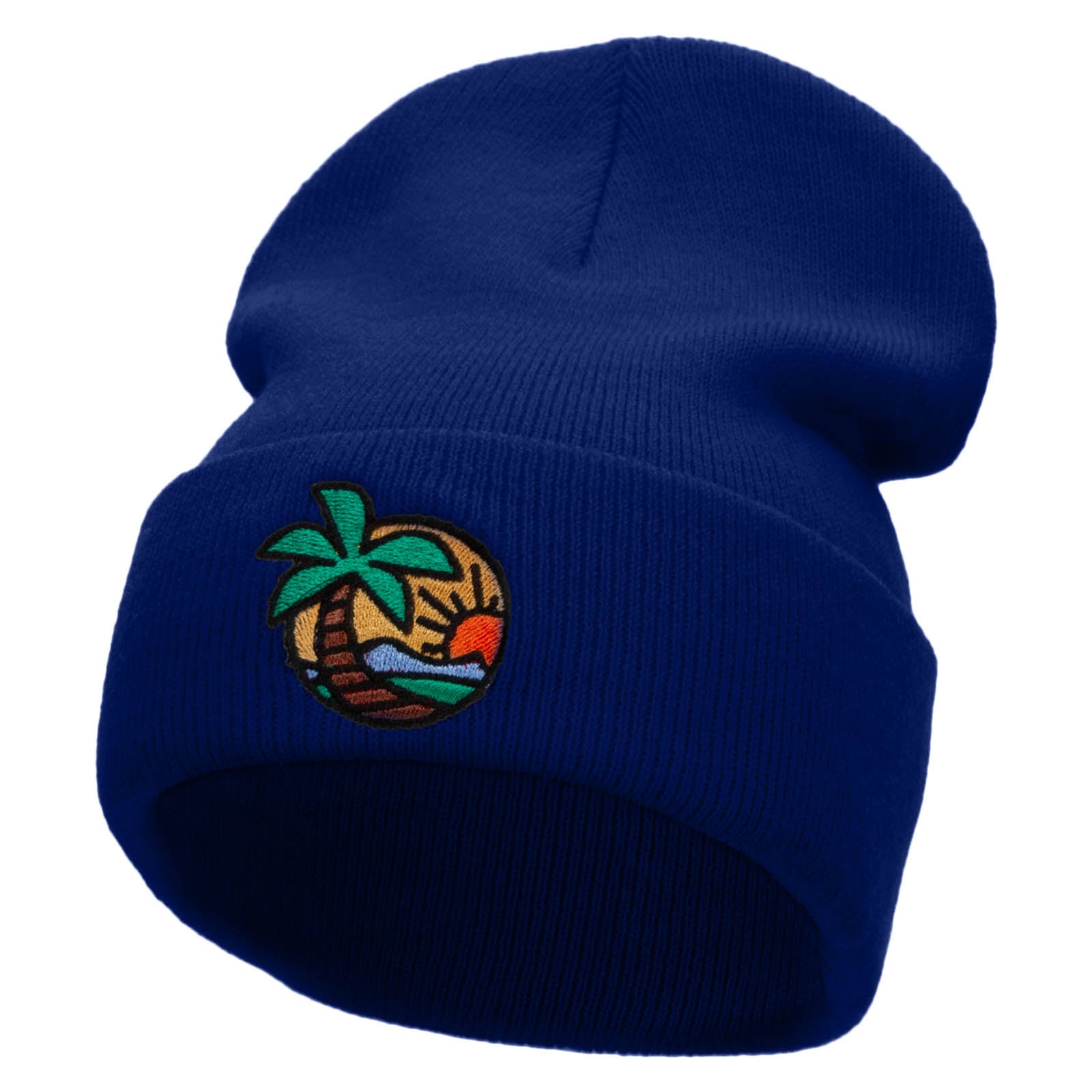 Vacation Time Embroidered 12 Inch Long Knitted Beanie - Royal OSFM