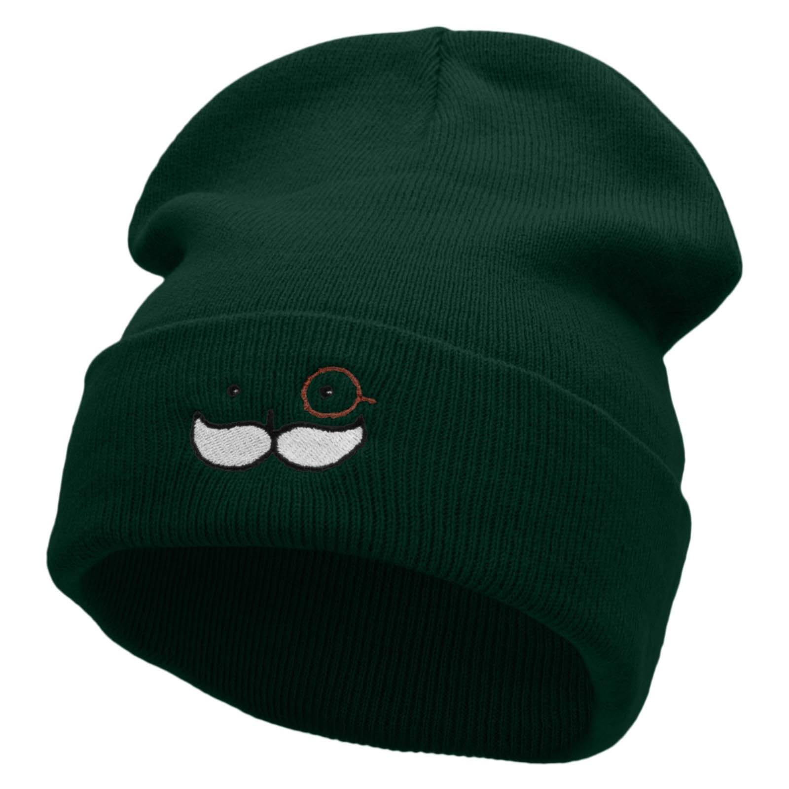 Money Man Embroidered 12 inch Acrylic Cuffed Long Beanie - Dk Green OSFM