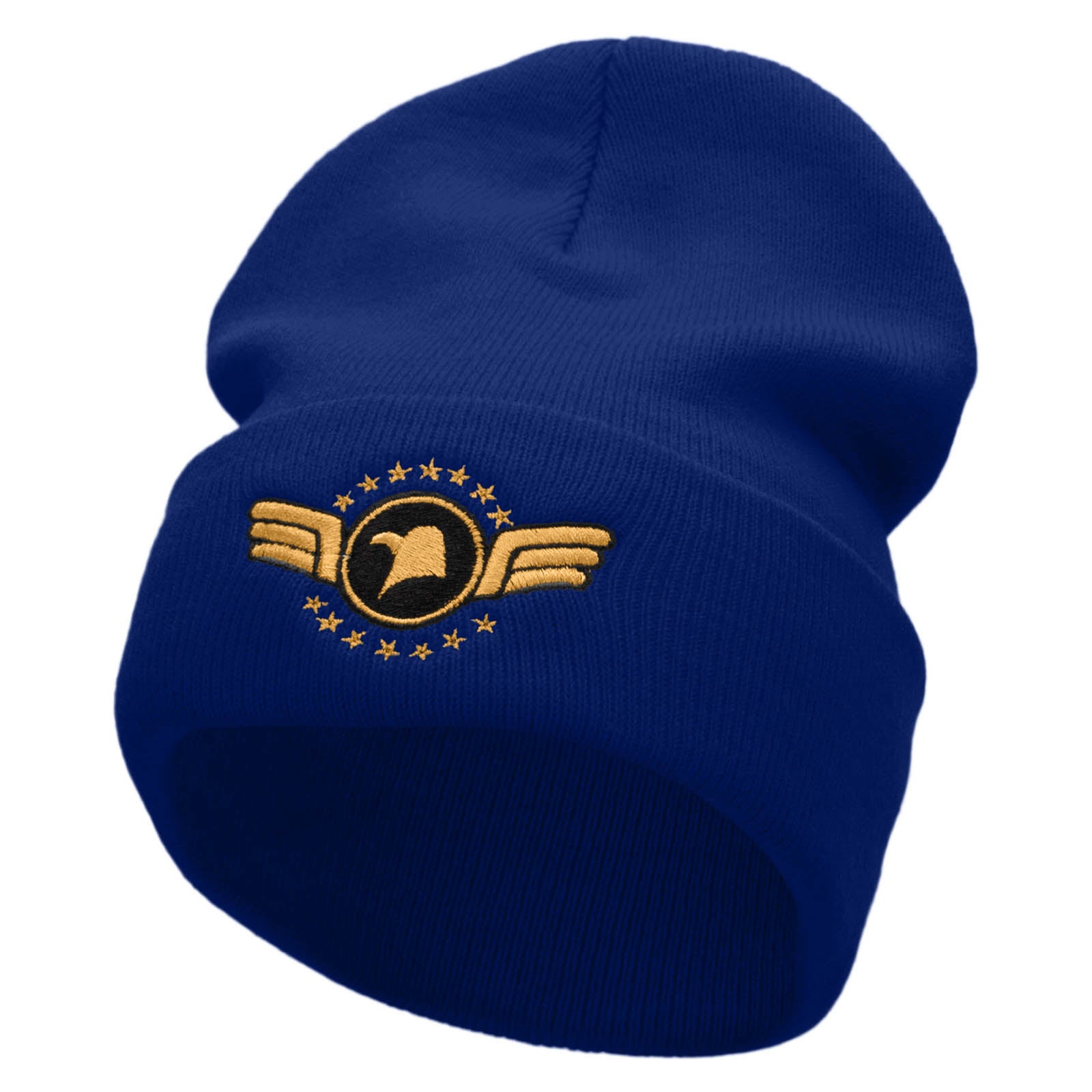 Airforce Eagle Badge Embroidered 12 Inch Long Knitted Beanie - Royal OSFM