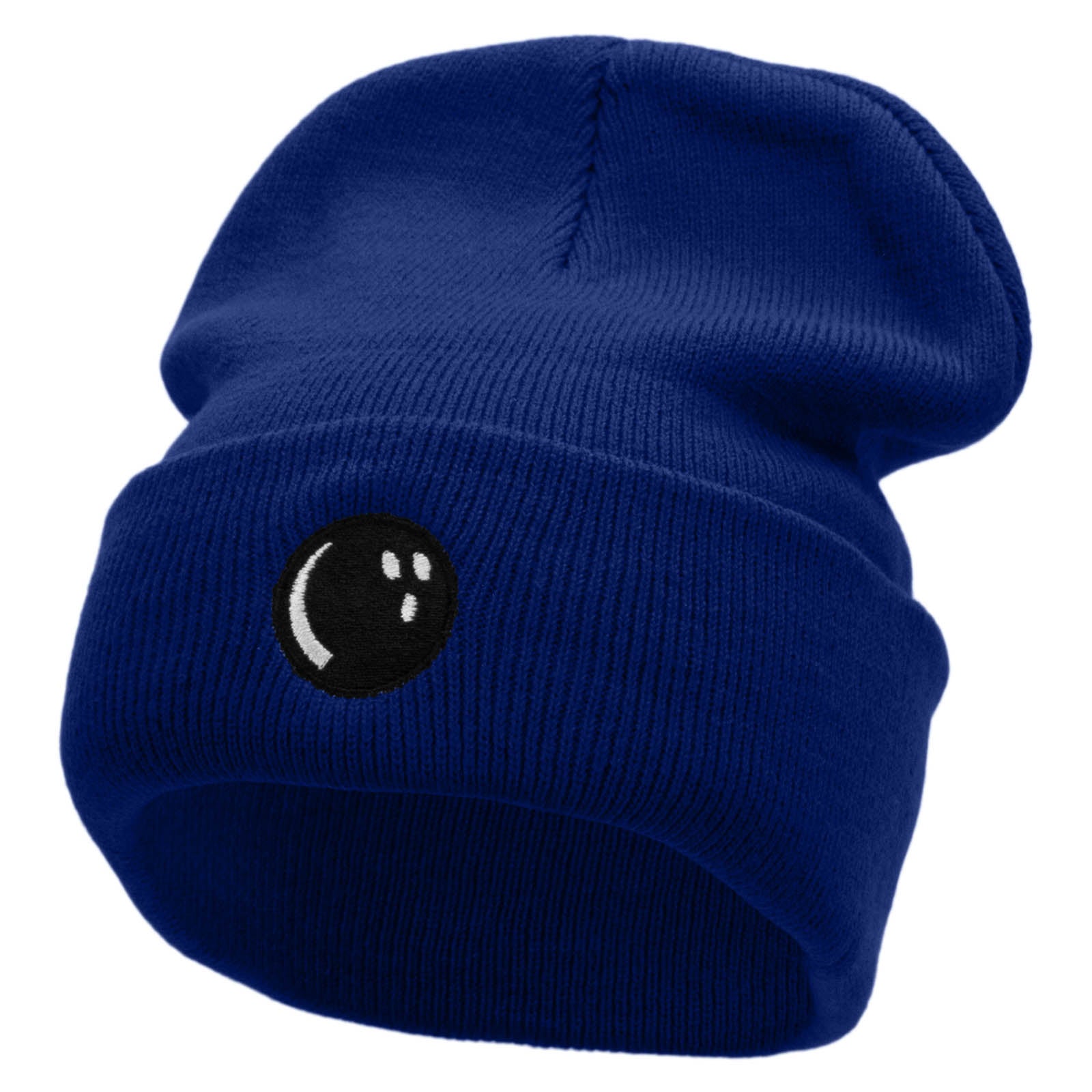 Bowlers Ball Embroidered 12 Inch Long Knitted Beanie - Royal OSFM