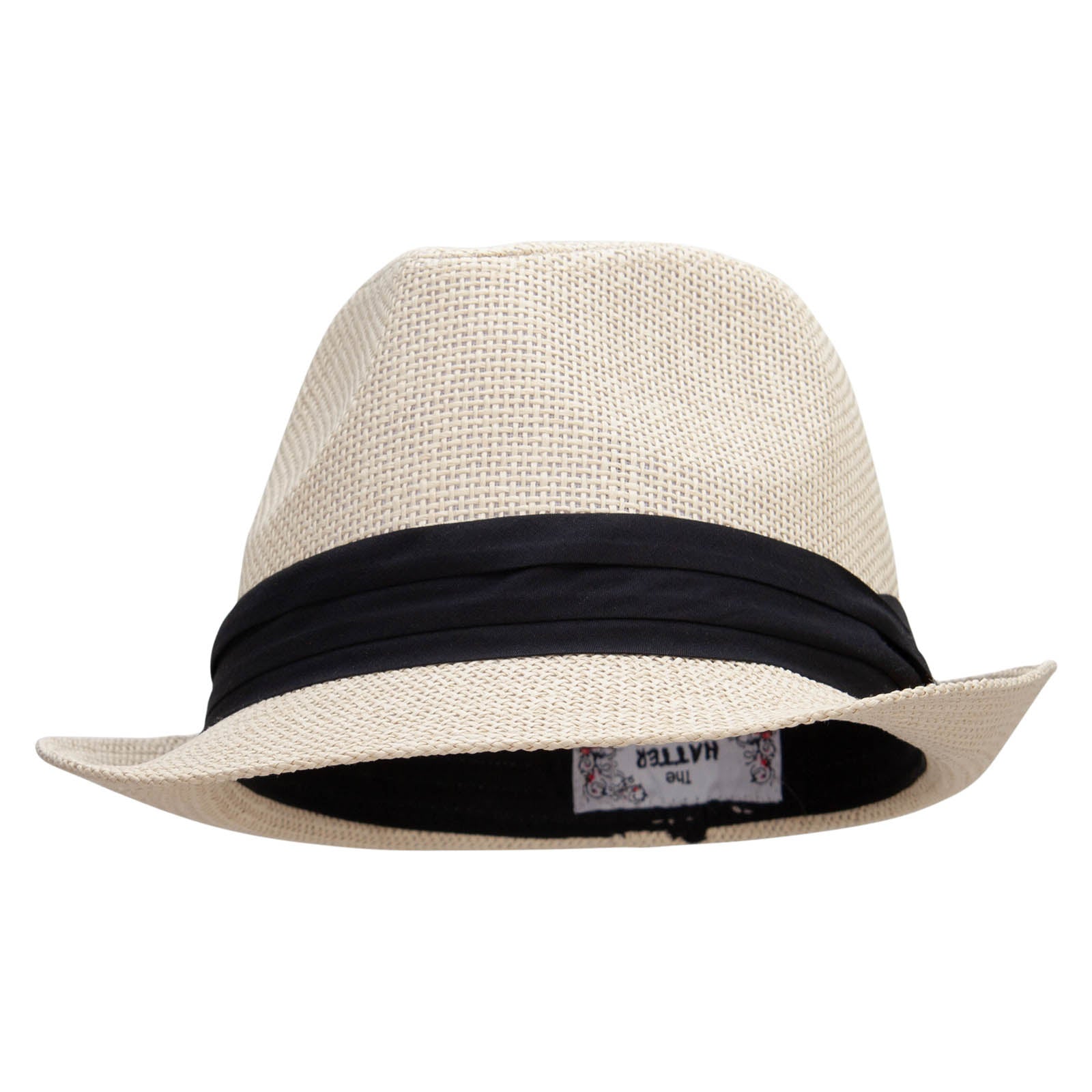 Big Size Paper Straw Fedora with Triple Pleated Band - Tan XL