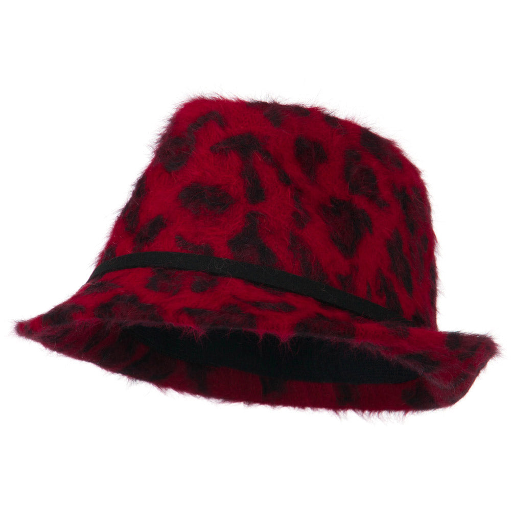 Angora Animal Print Fedora - Red OSFM