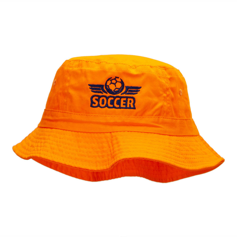 Soccer Wings Embroidered Bucket Hat - Orange OSFM