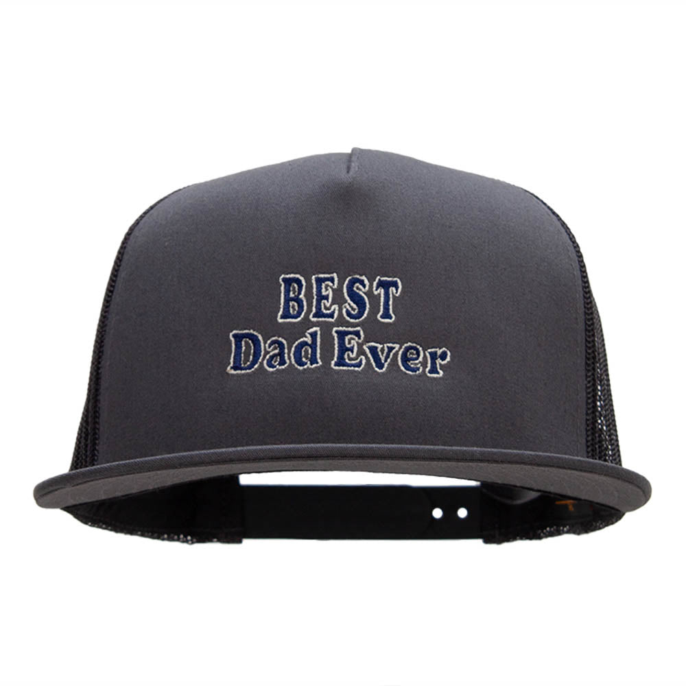 Best Dad Ever Embroidered 5 Panel Mesh Snapback Made in USA - Charcoal OSFM