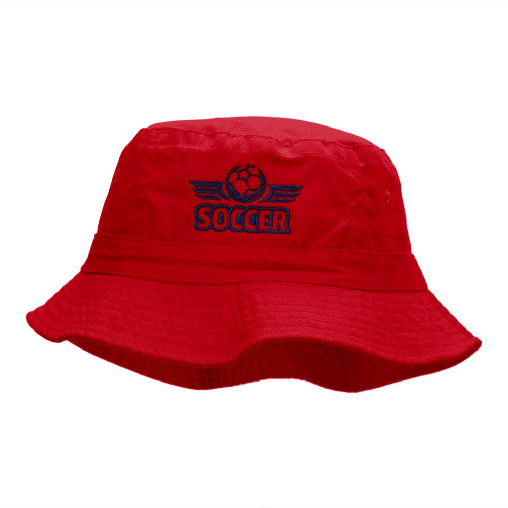 Soccer Wings Embroidered Bucket Hat - Red OSFM