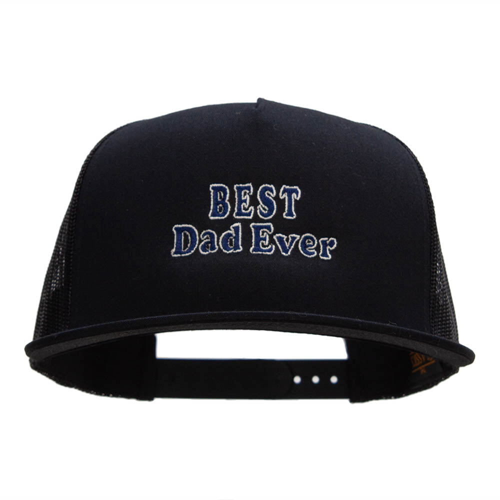 Best Dad Ever Embroidered 5 Panel Mesh Snapback Made in USA - Black OSFM