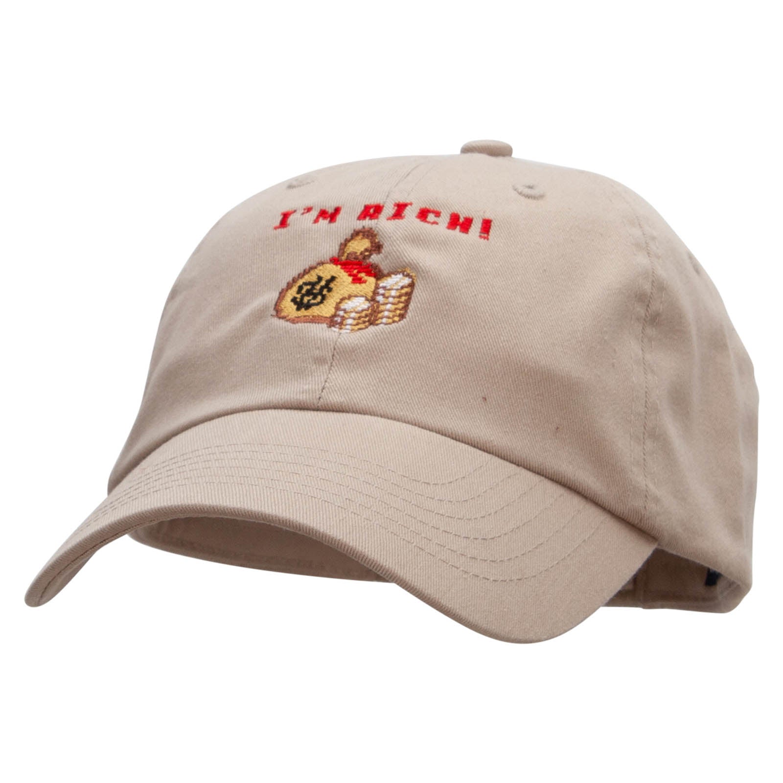 I&#039;m Rich 8-bit Money Low Profile Pet Spun Washed Cap - Khaki OSFM