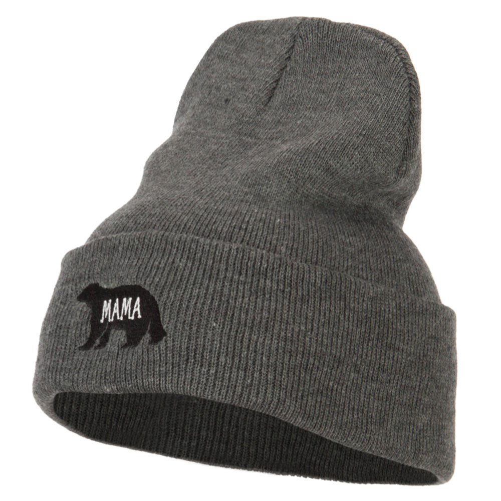 Mama Bear Embroidered Long Beanie - Dk Grey OSFM