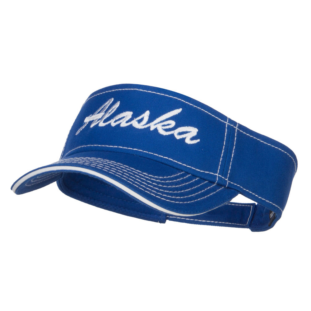 Alaska State Embroidered Contrast Stitch Visor - Royal OSFM