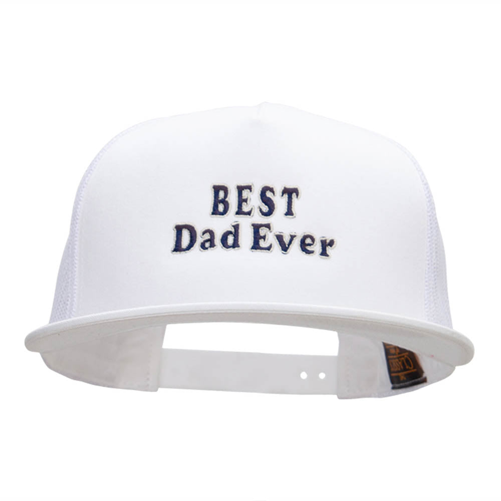 Best Dad Ever Embroidered 5 Panel Mesh Snapback Made in USA - White OSFM