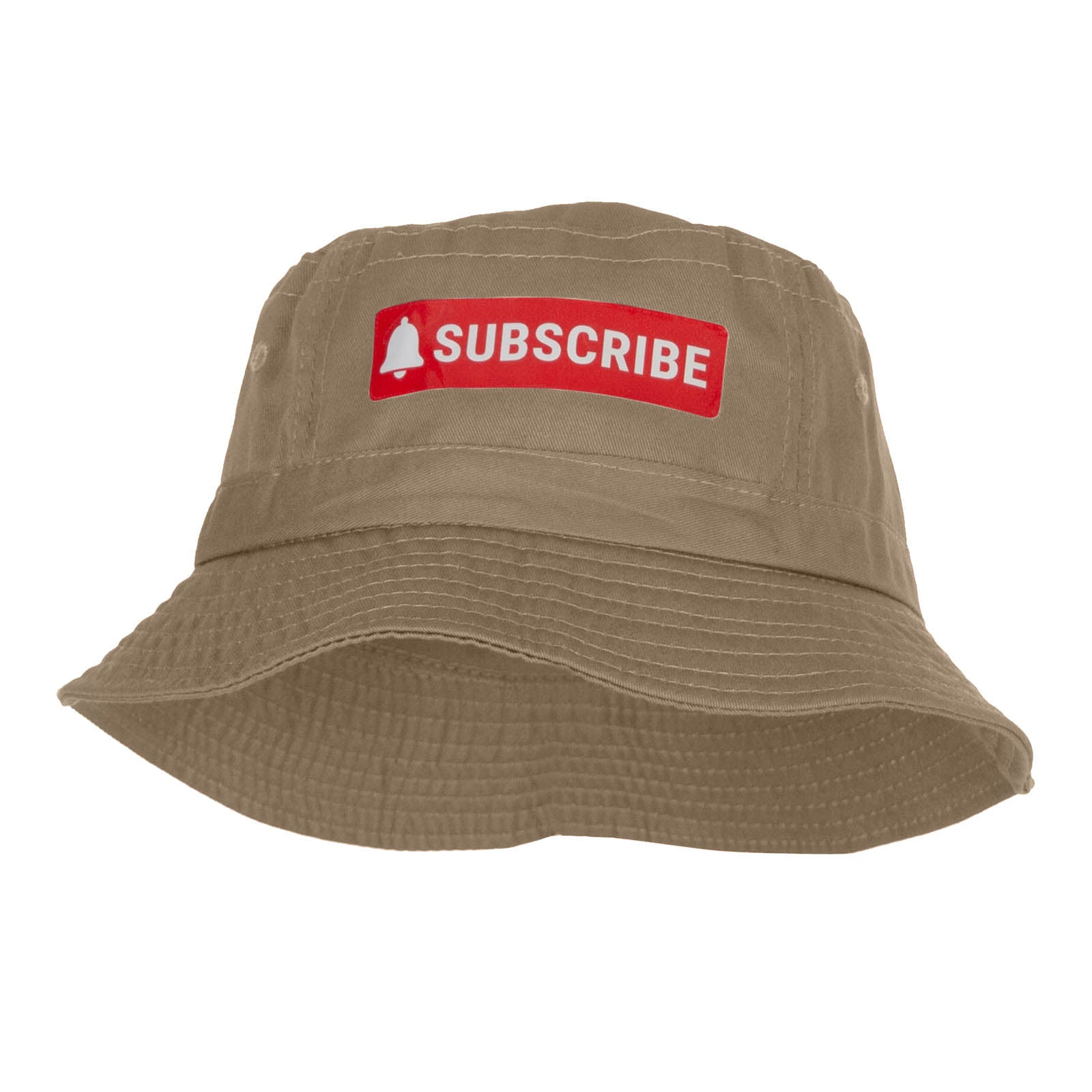 Subscribe Button Heat Transfer Bucket Hat - Khaki OSFM