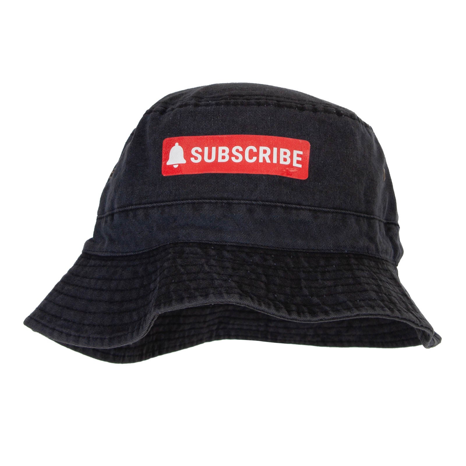 Subscribe Button Heat Transfer Bucket Hat - Black OSFM