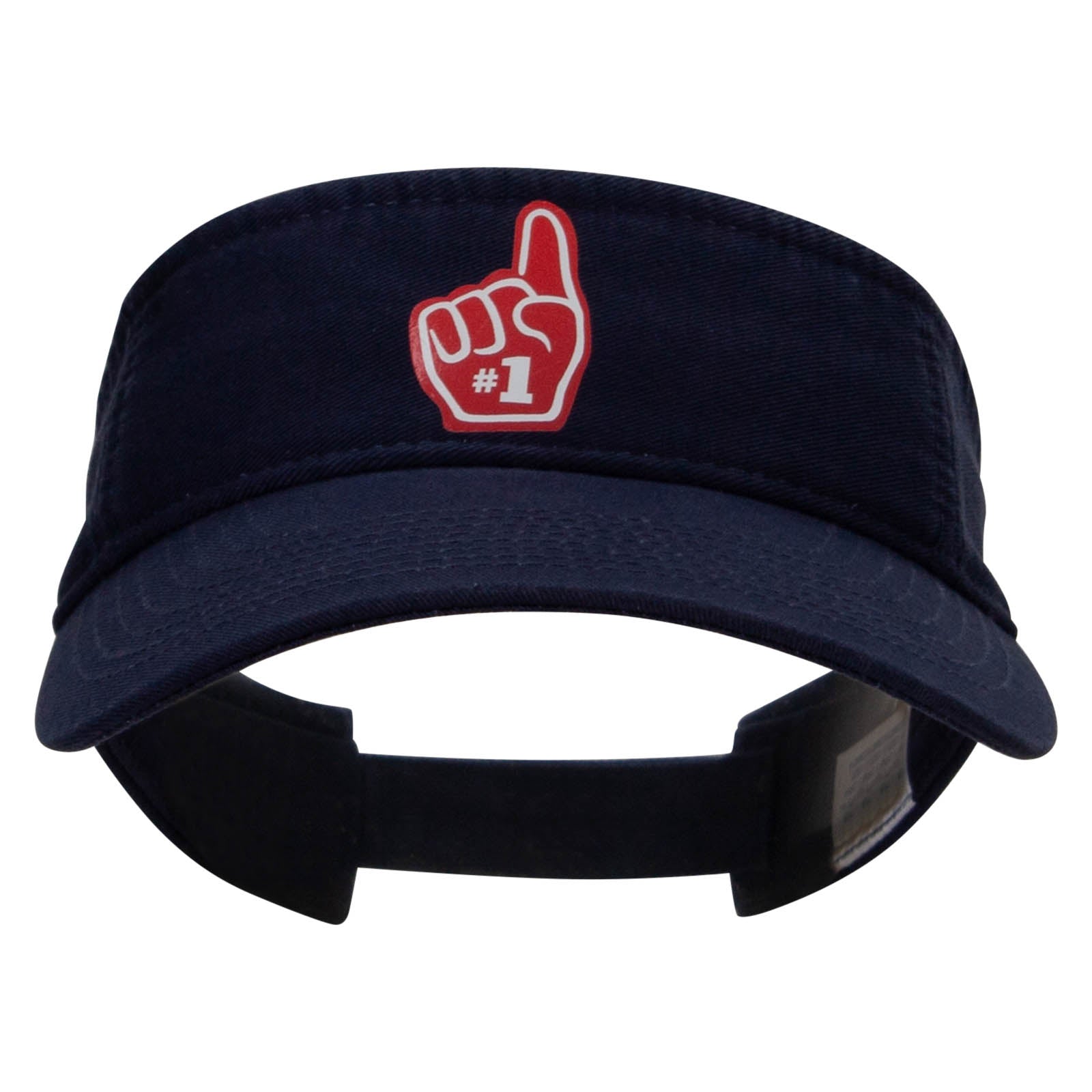 #1 Finger Heat Transfer Pro Style Cotton Twill Washed Visor - Navy OSFM